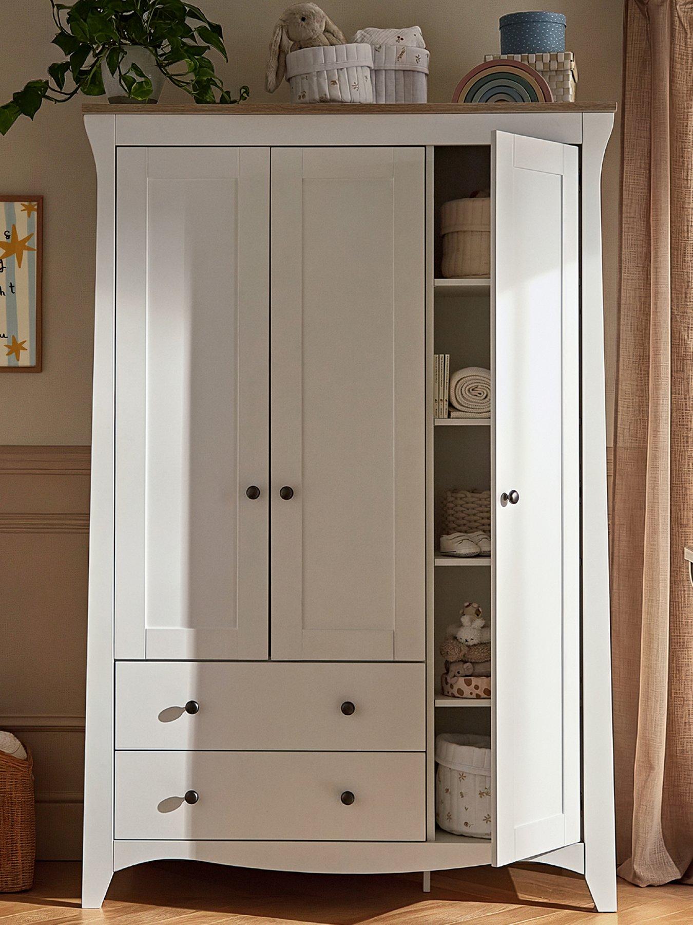 Image 3 of 6 of CuddleCo Clara Triple Wardrobe - White &amp; Ash
