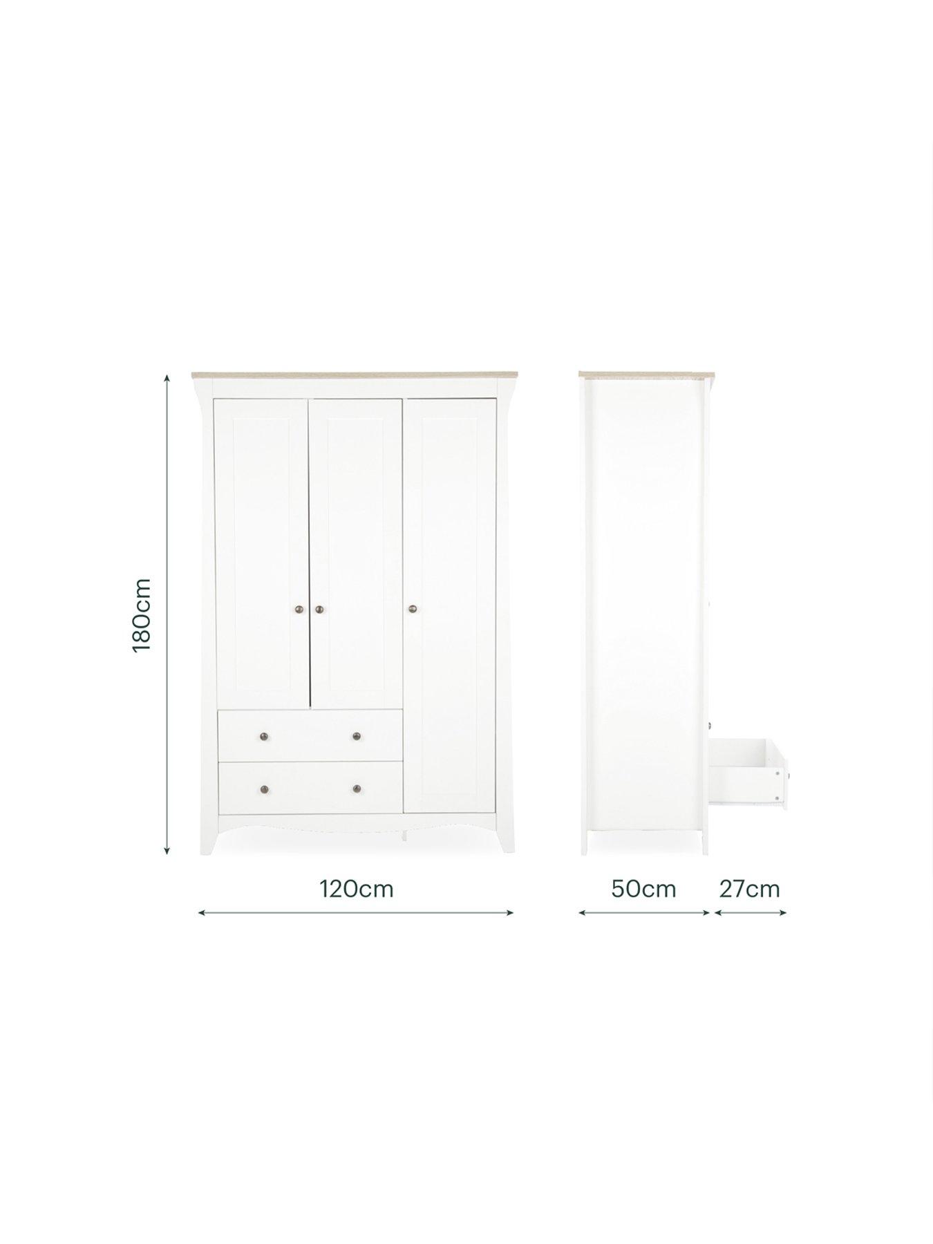 Image 5 of 6 of CuddleCo Clara Triple Wardrobe - White &amp; Ash