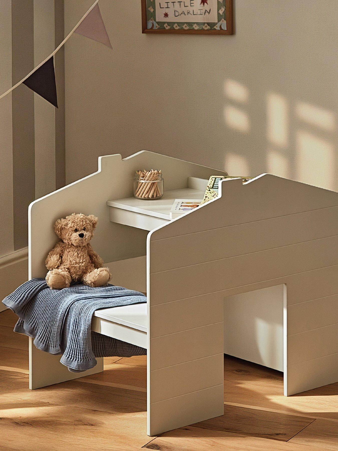 CuddleCo Play House Storage Desk with Bench - Pebble