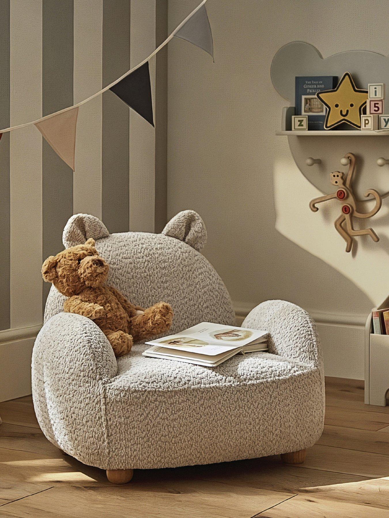 Image 1 of 6 of CuddleCo Etta Bear Kids Chair - Boucle Mushroom