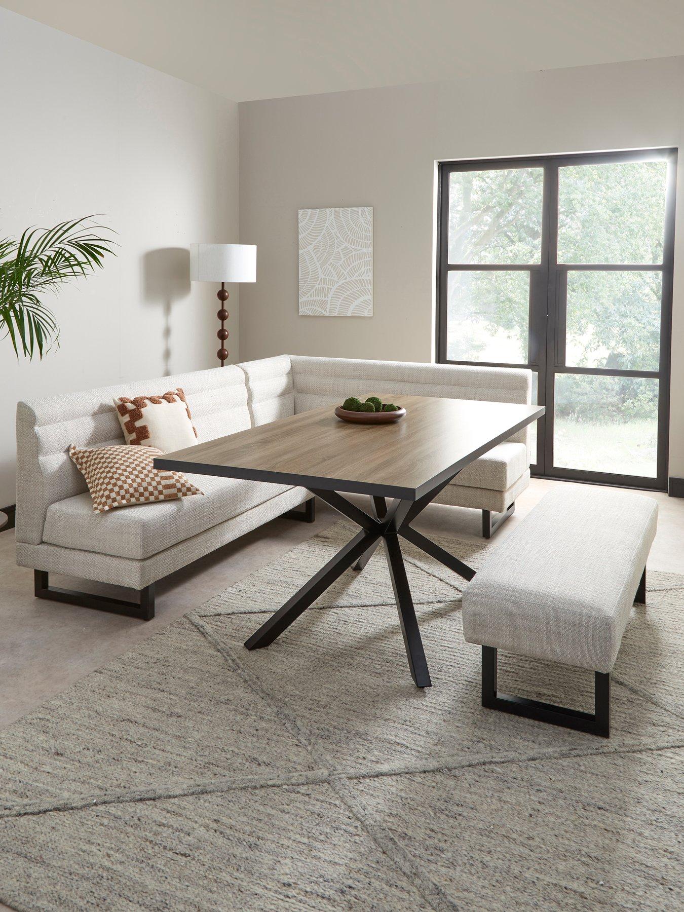 The Very Collection Rocco Corner Dining Bench With Oslo Dining Table Dining Set - Natural/Black - FSC® Certified
