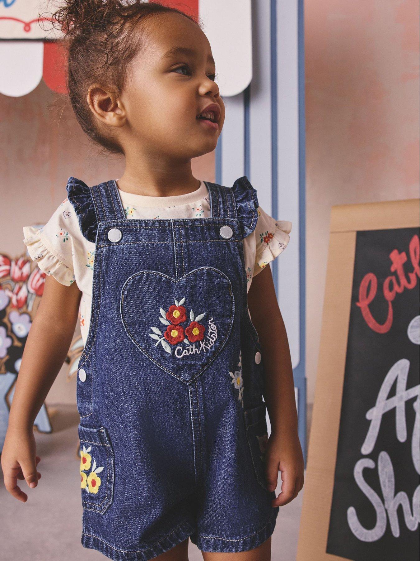 Cath Kidston Younger Girls Floral Embroidered Dungaree Set - Multi