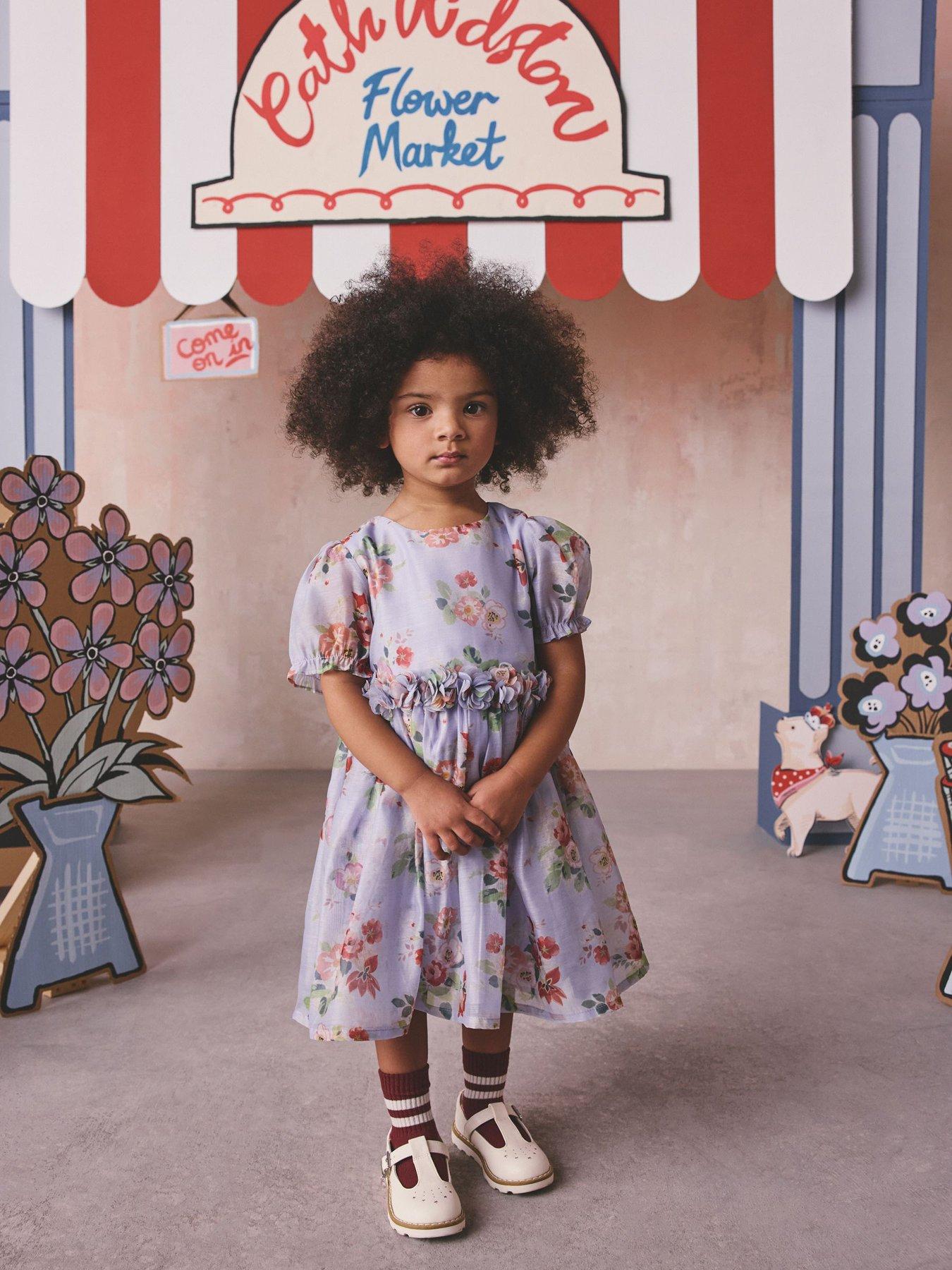 Cath Kidston: Younger Girls Floral Corsage Occasion Dress - Purple
