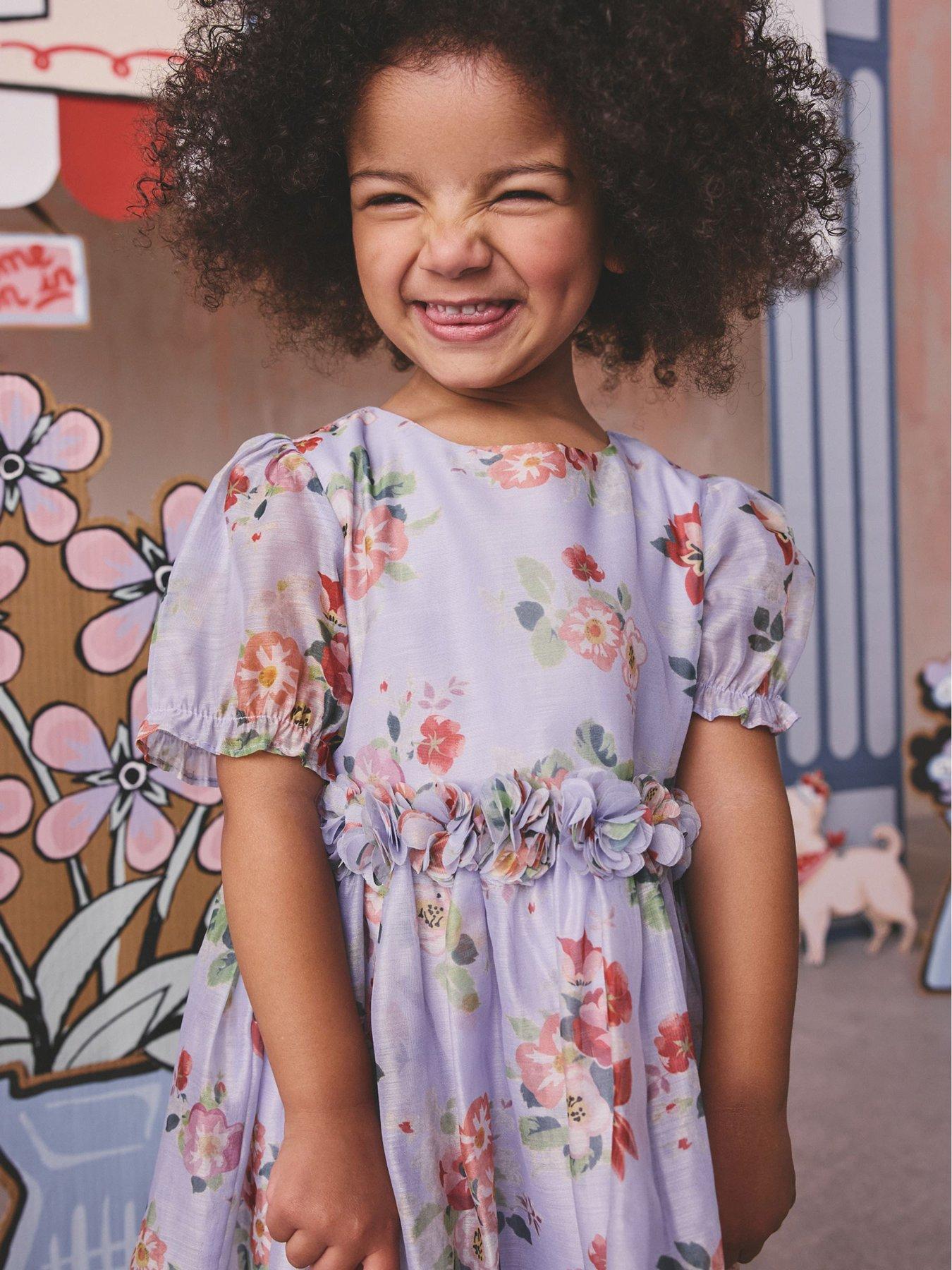 Image 3 of 6 of Cath Kidston Younger Girls Floral Corsage Occasion Dress - Purple