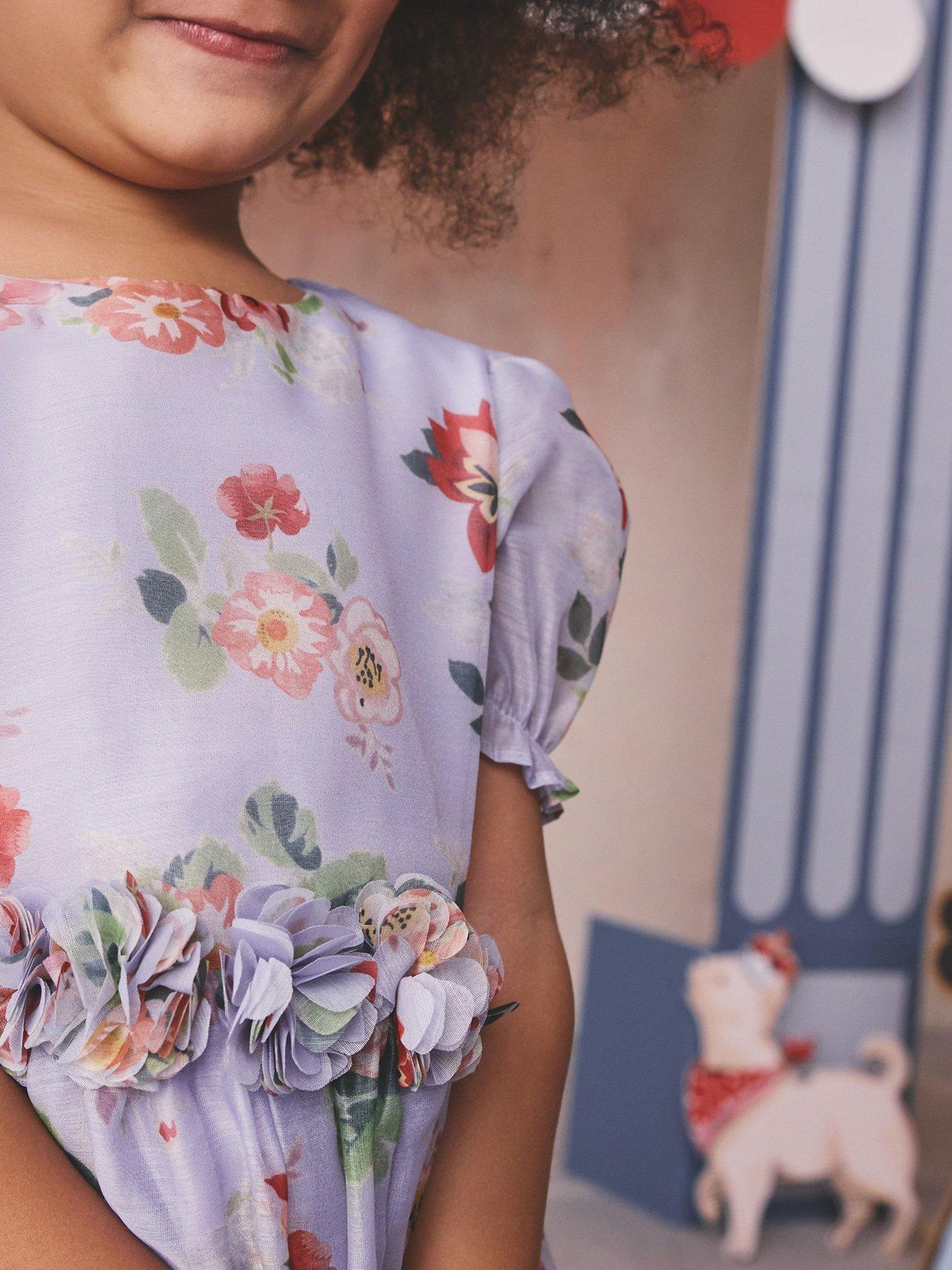 Image 4 of 6 of Cath Kidston Younger Girls Floral Corsage Occasion Dress - Purple