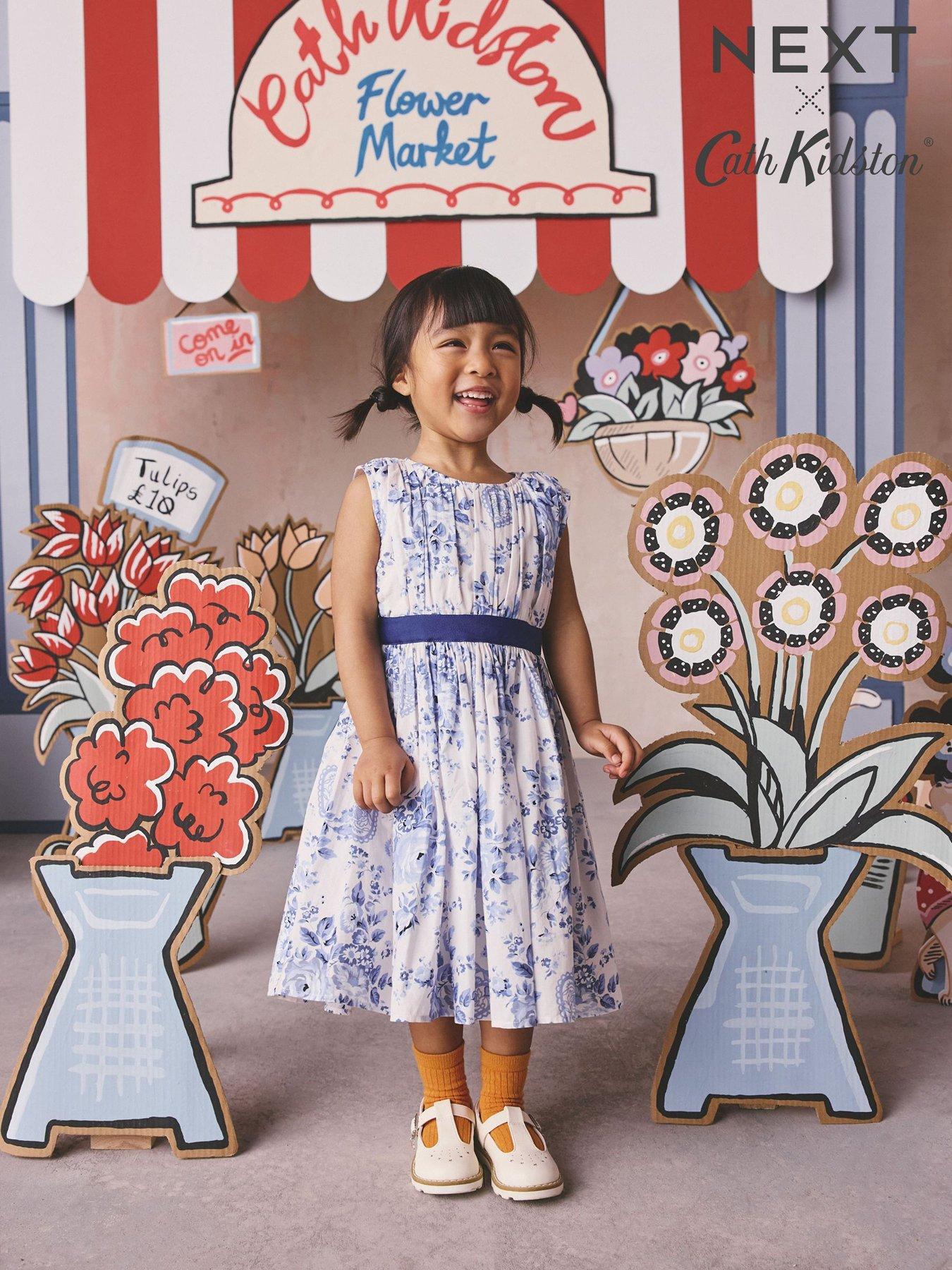 Cath Kidston: Younger Girls Floral Prom Dress - Blue