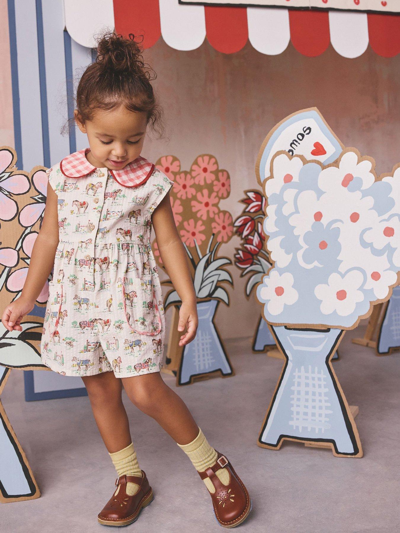 Cath Kidston Younger Girls Collared Horse Print Playsuit - Multi