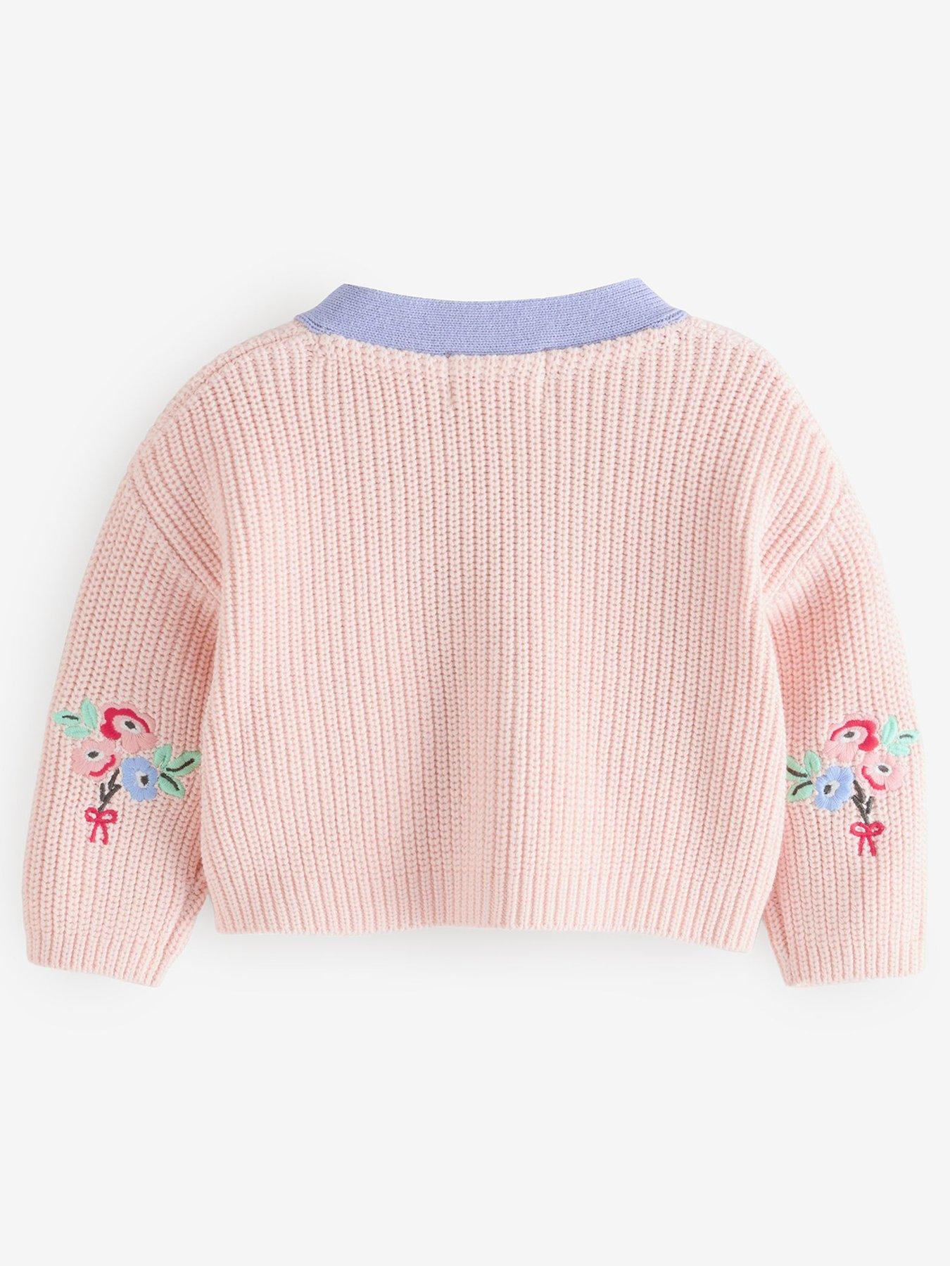 Image 3 of 7 of Cath Kidston Younger Girls Flower Knitted Cardigan - Pink