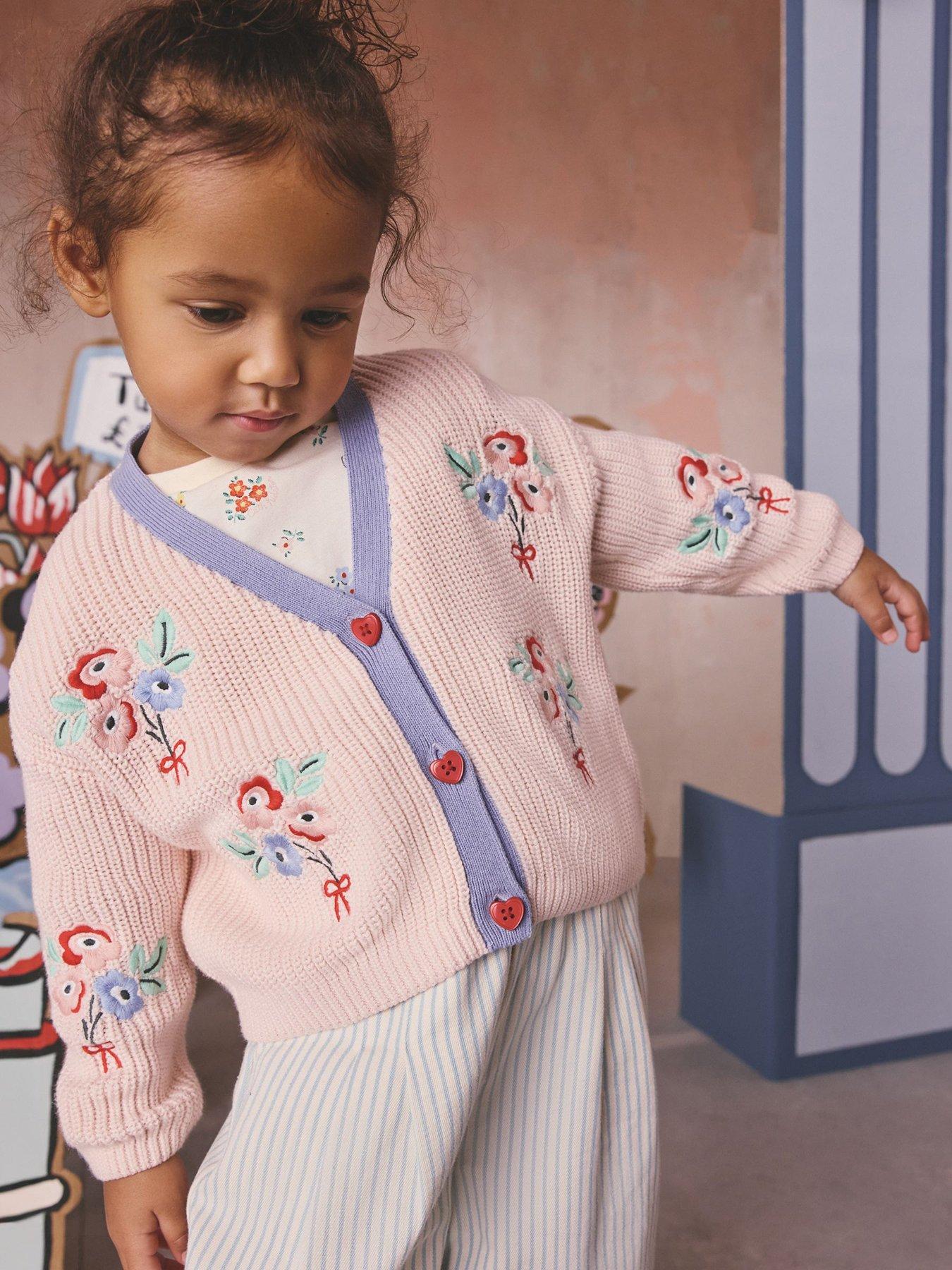 Image 4 of 7 of Cath Kidston Younger Girls Flower Knitted Cardigan - Pink