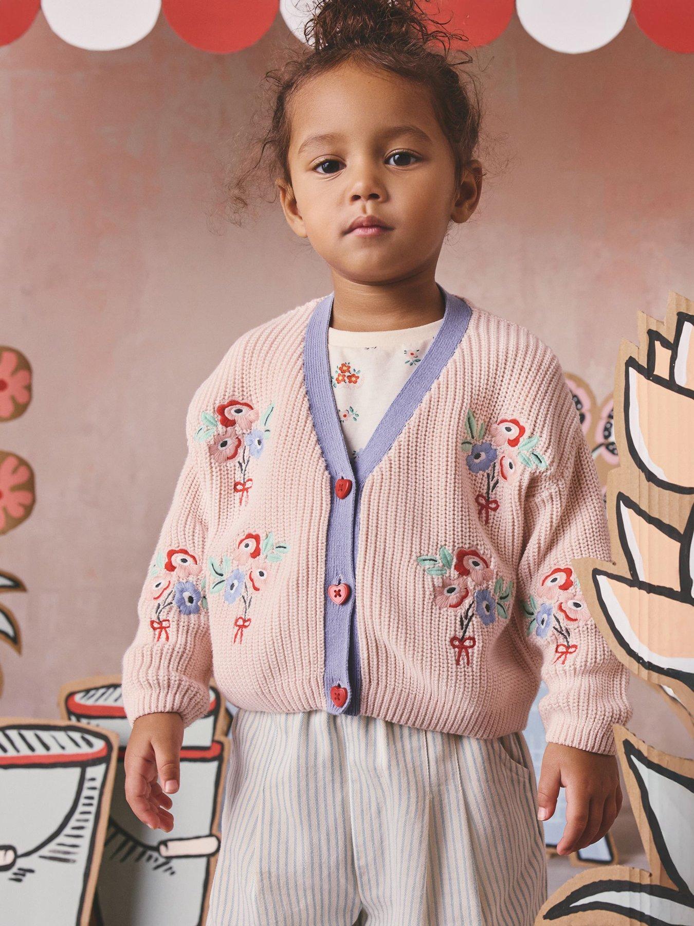 Image 5 of 7 of Cath Kidston Younger Girls Flower Knitted Cardigan - Pink