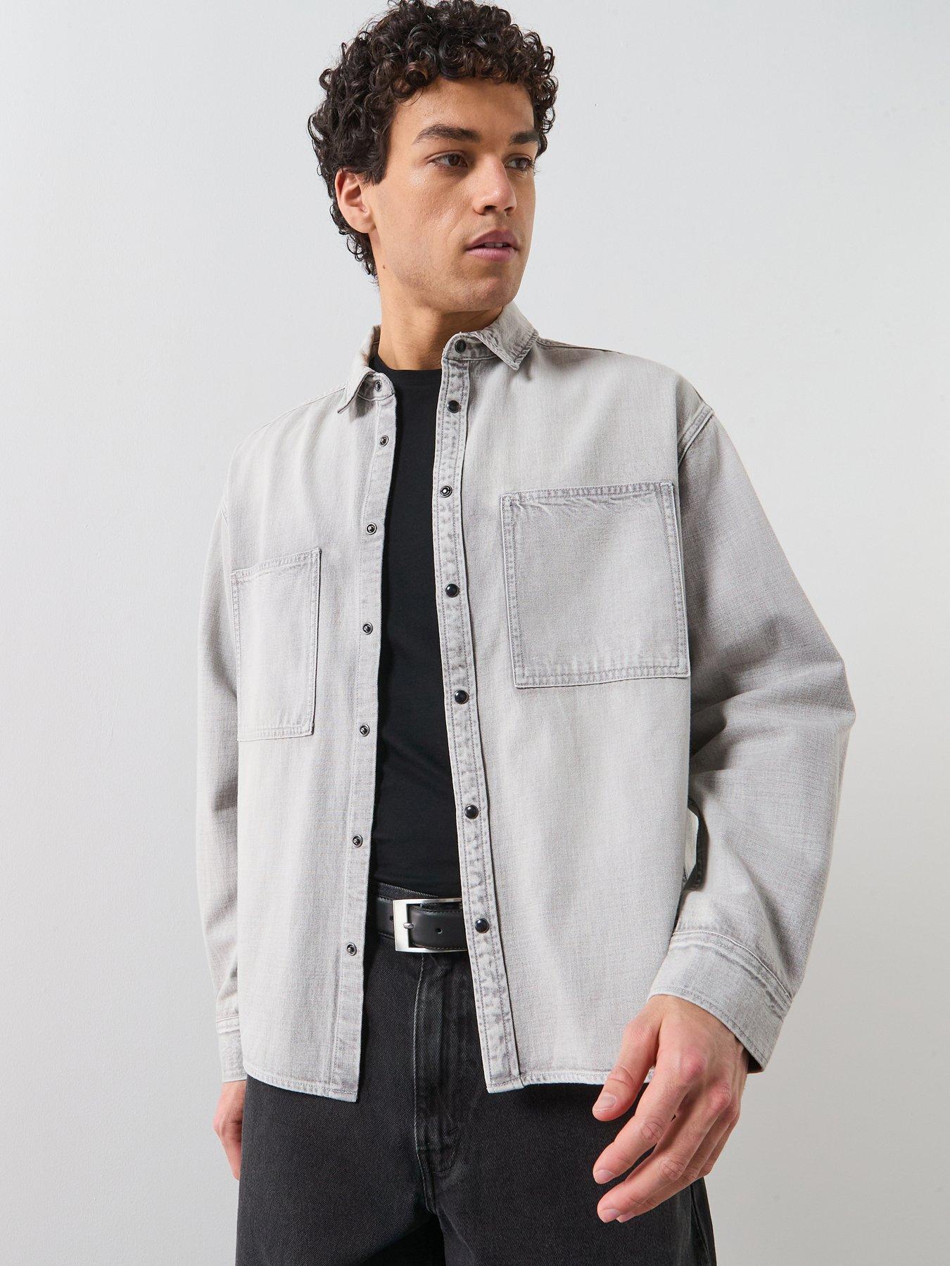AllSaints Al Canvas Casual Shirt - Light Grey