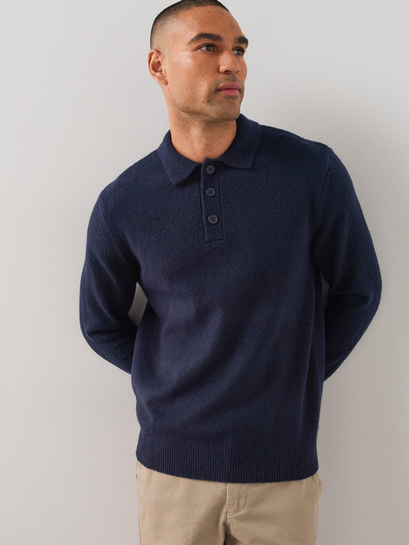 Image 1 of 7 of The Very Collection Mens Supersoft Knitted Polo Shirt - Navy