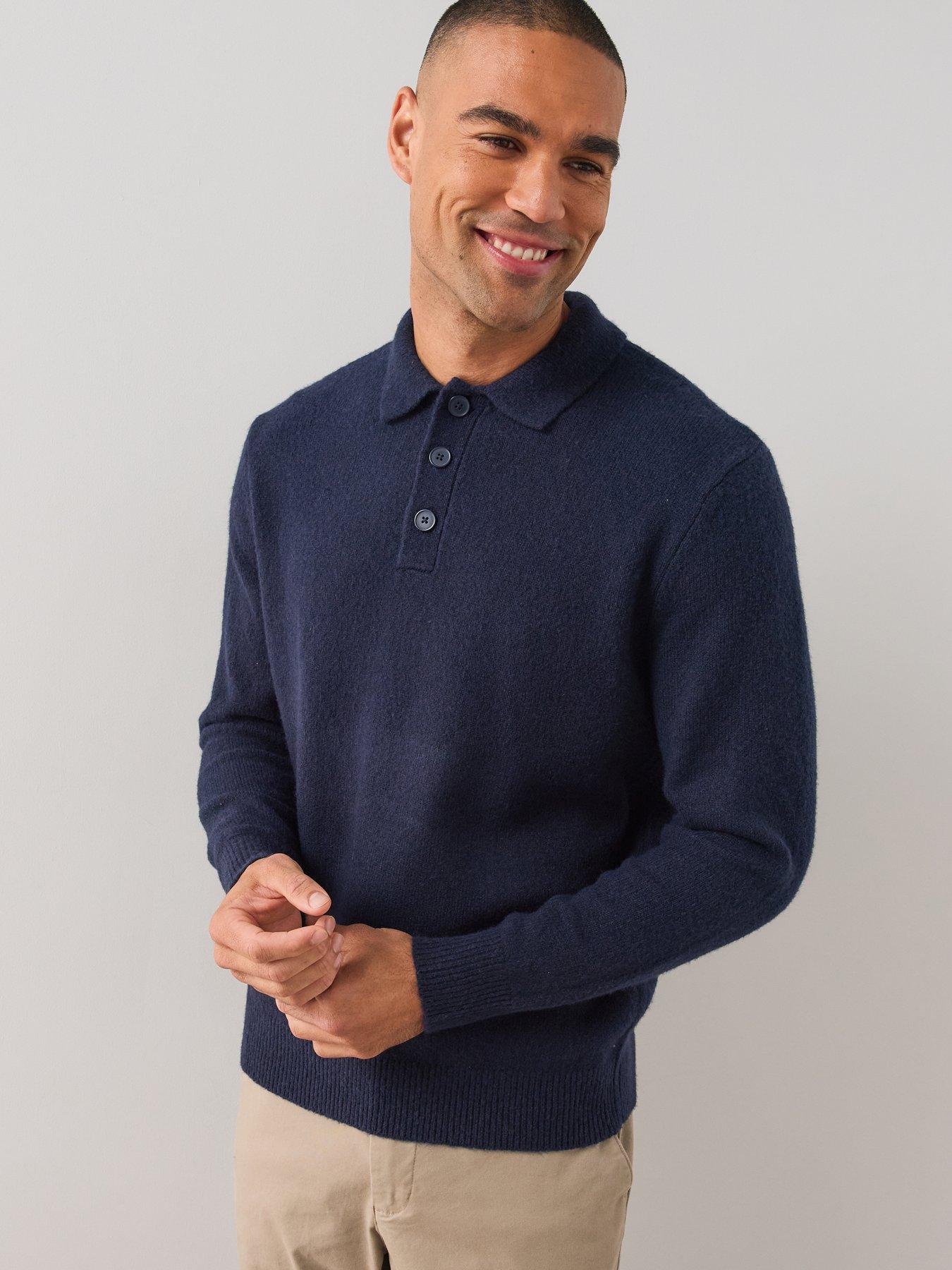 Image 5 of 7 of The Very Collection Mens Supersoft Knitted Polo Shirt - Navy