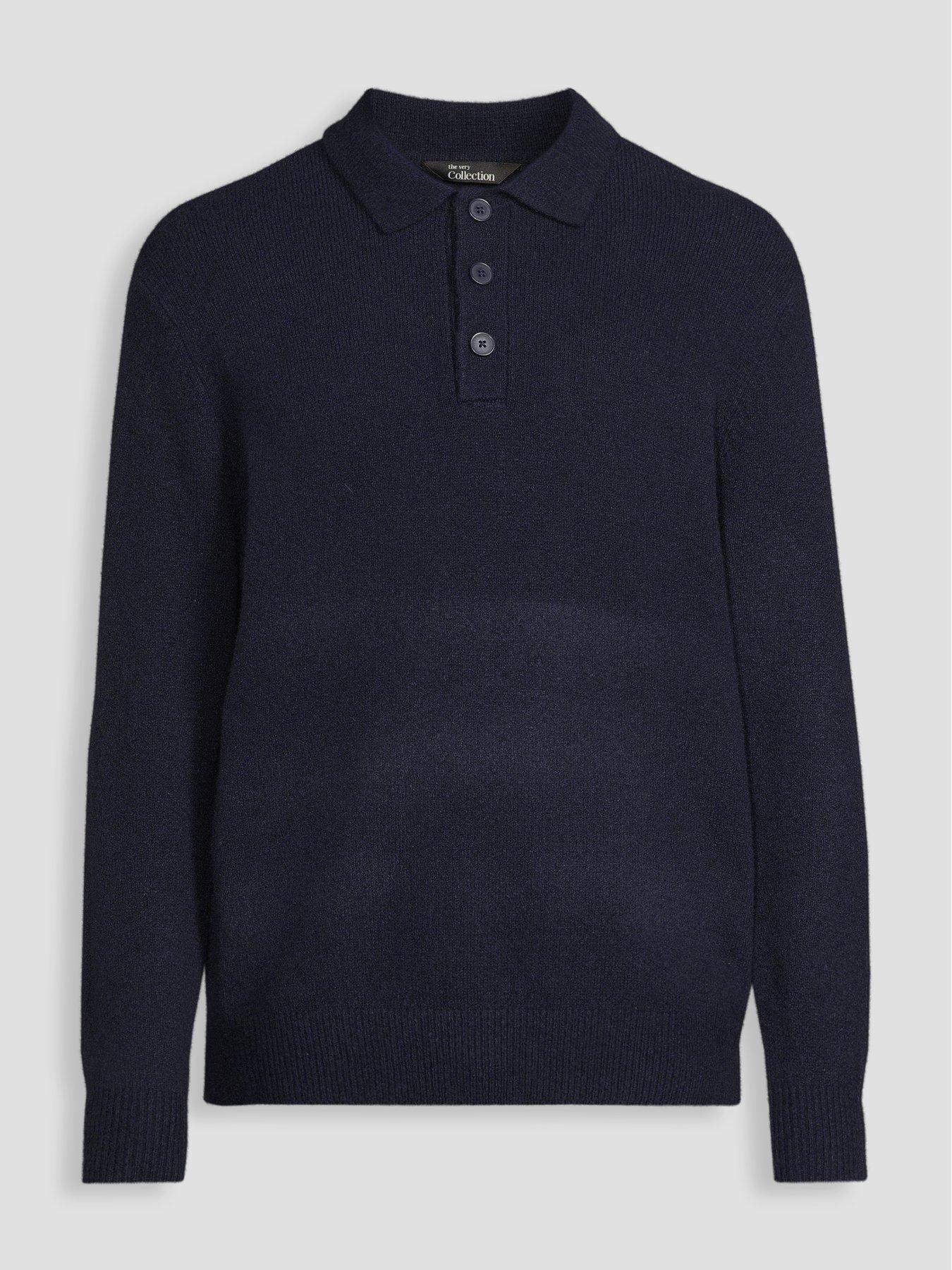 Image 7 of 7 of The Very Collection Mens Supersoft Knitted Polo Shirt - Navy