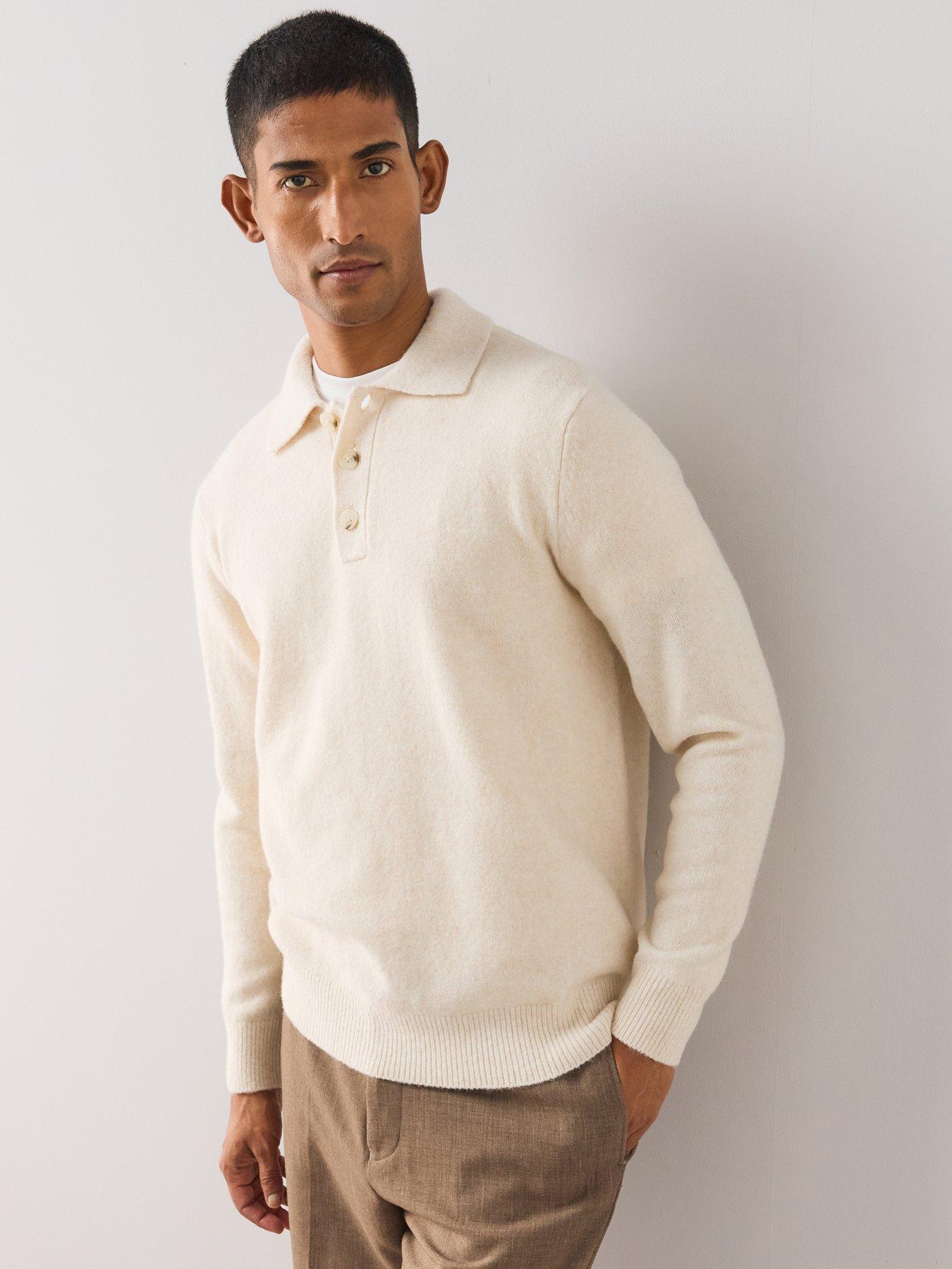 Image 1 of 6 of The Very Collection Mens Supersoft Knitted Polo Shirt - Cream