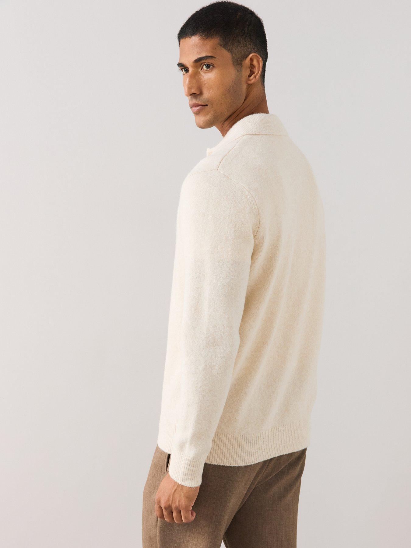 Image 2 of 6 of The Very Collection Mens Supersoft Knitted Polo Shirt - Cream