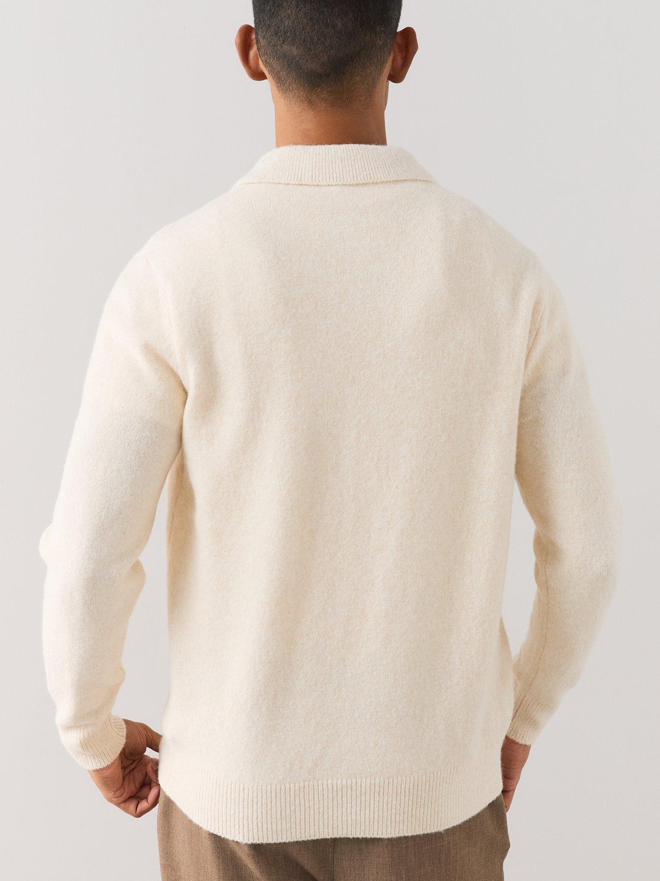 Image 6 of 6 of The Very Collection Mens Supersoft Knitted Polo Shirt - Cream