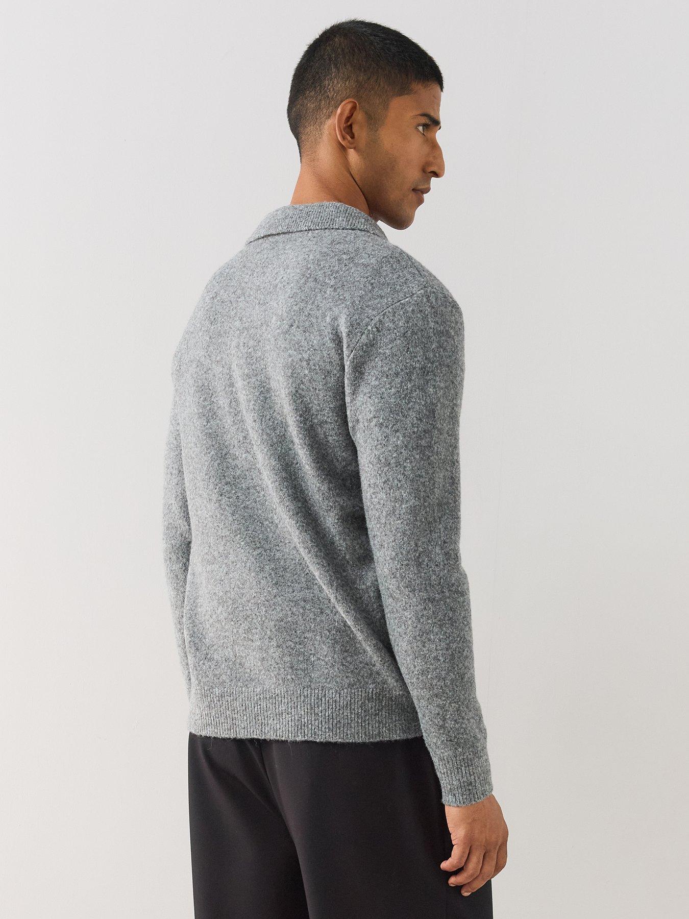 Image 2 of 6 of The Very Collection Mens Supersoft Wool Blend Knitted Polo Shirt - Grey