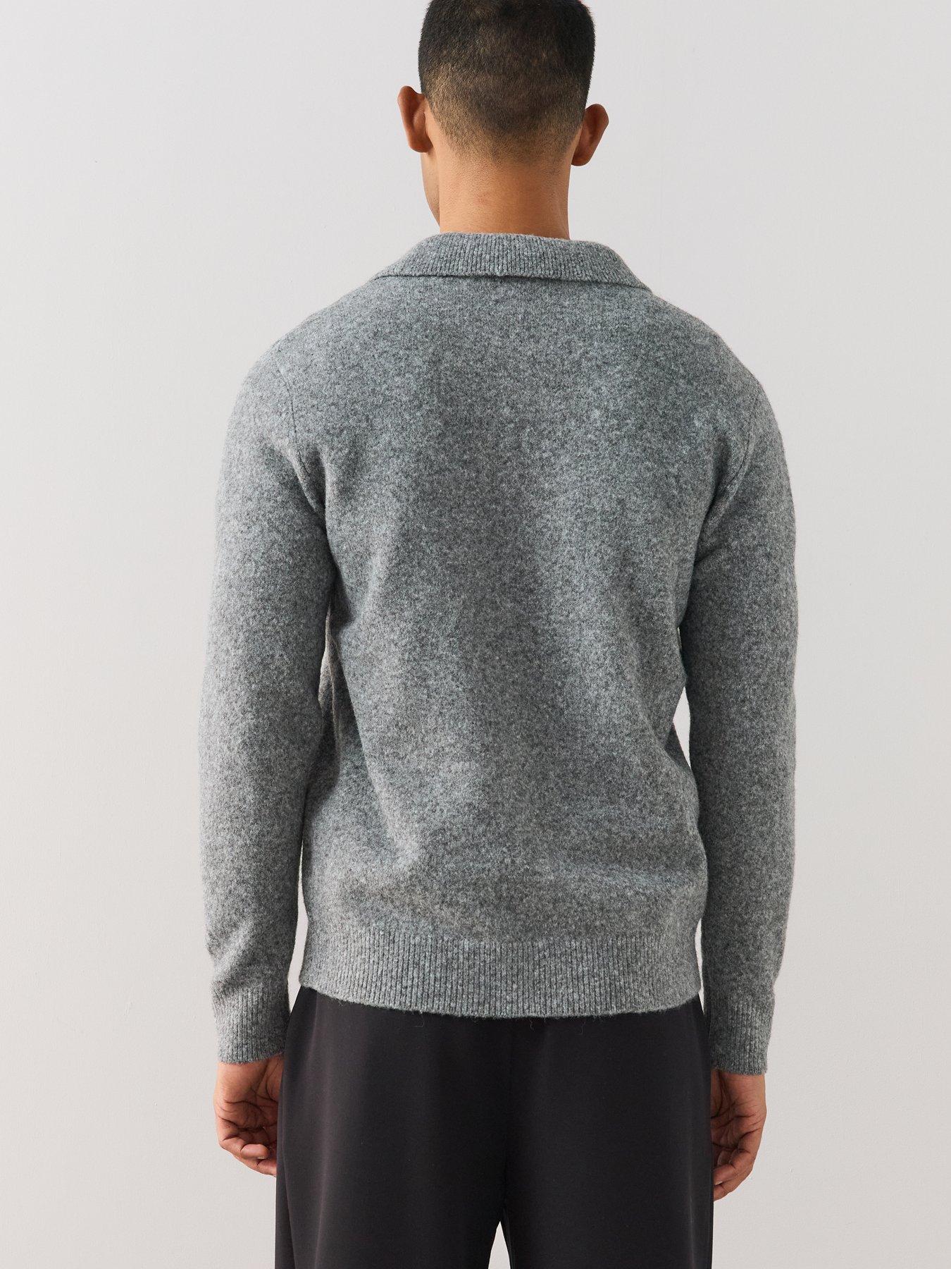 Image 6 of 6 of The Very Collection Mens Supersoft Wool Blend Knitted Polo Shirt - Grey