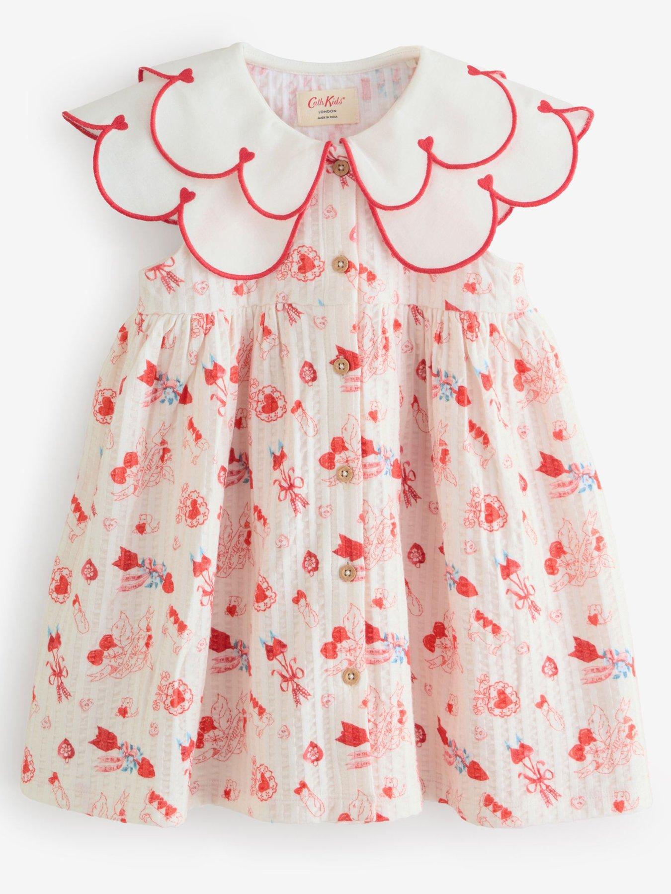Cath Kidston Younger Girls Collared Heart Dress - Cream