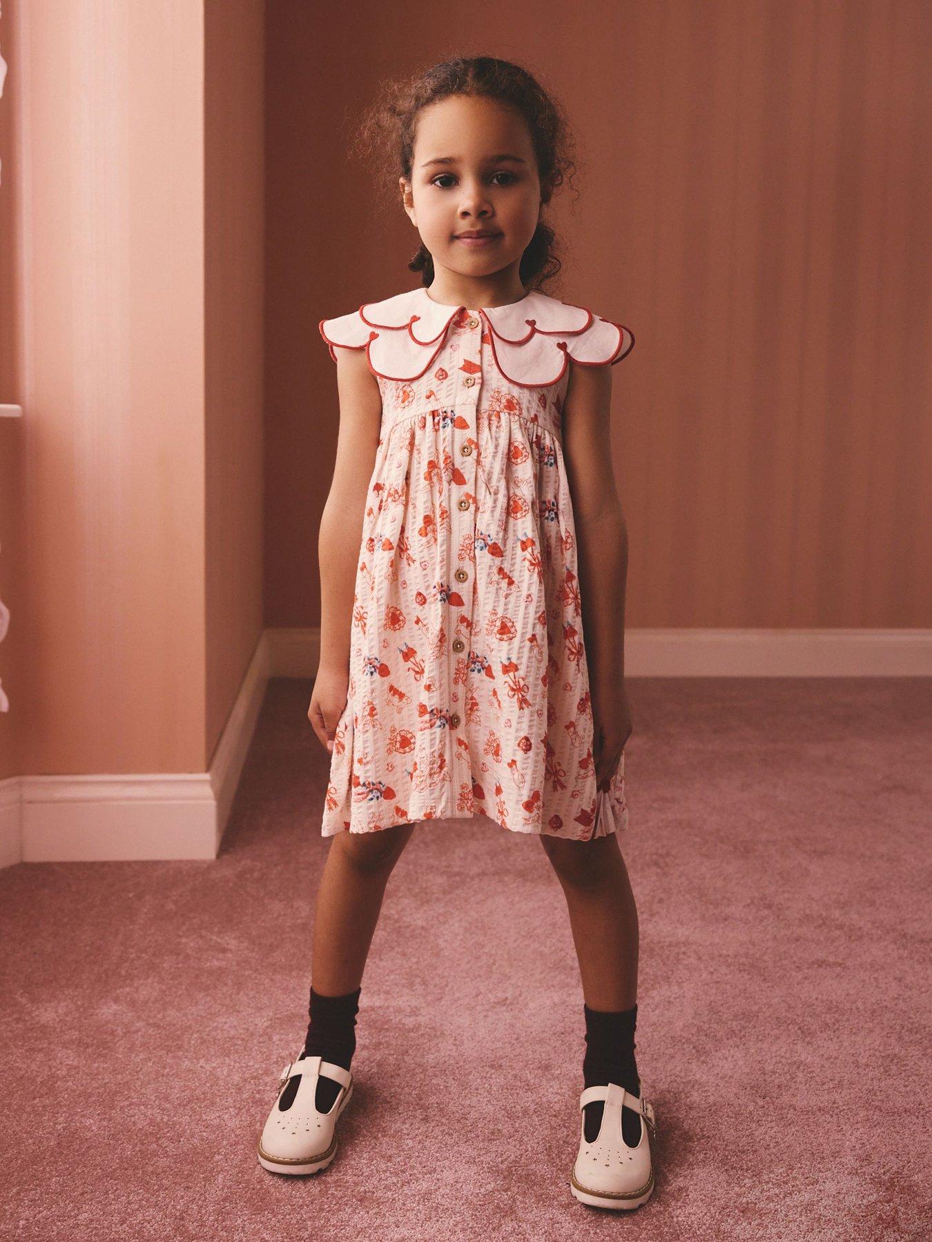 Cath Kidston Younger Girls Collared Heart Dress - Cream