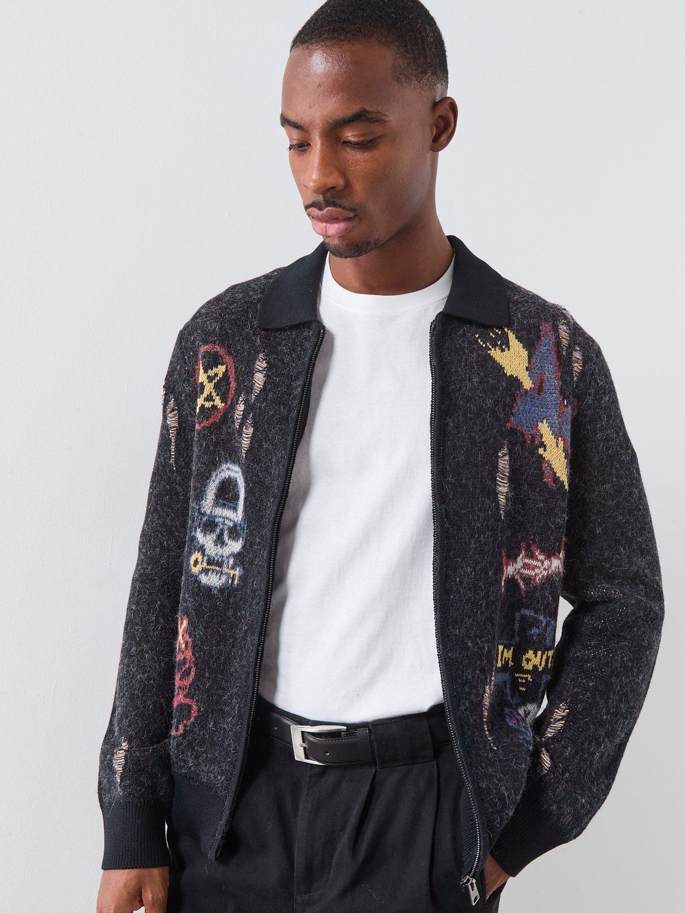 AllSaints Meller Knitted Cardigan, Black, Size 2Xl, Men