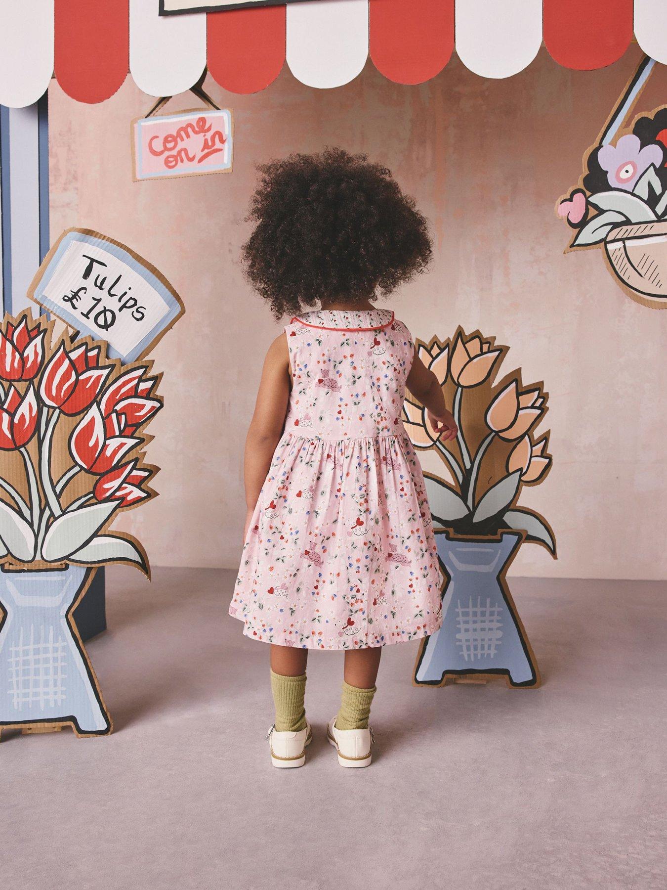 Image 2 of 7 of Cath Kidston Younger Girls Ditsy Collared Dress - Pink