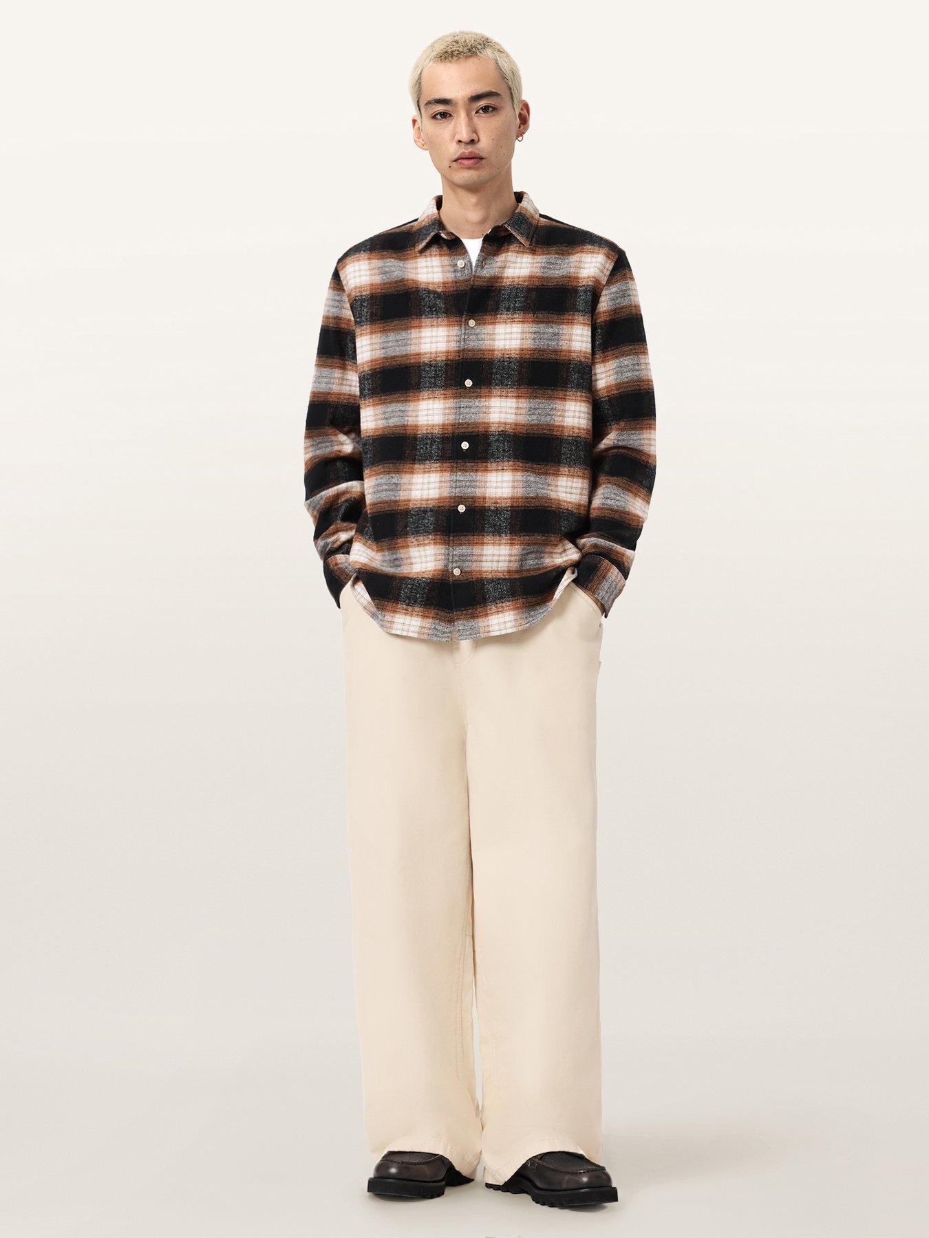 Image 3 of 7 of AllSaints Jackson Wide Trousers - Light Beige