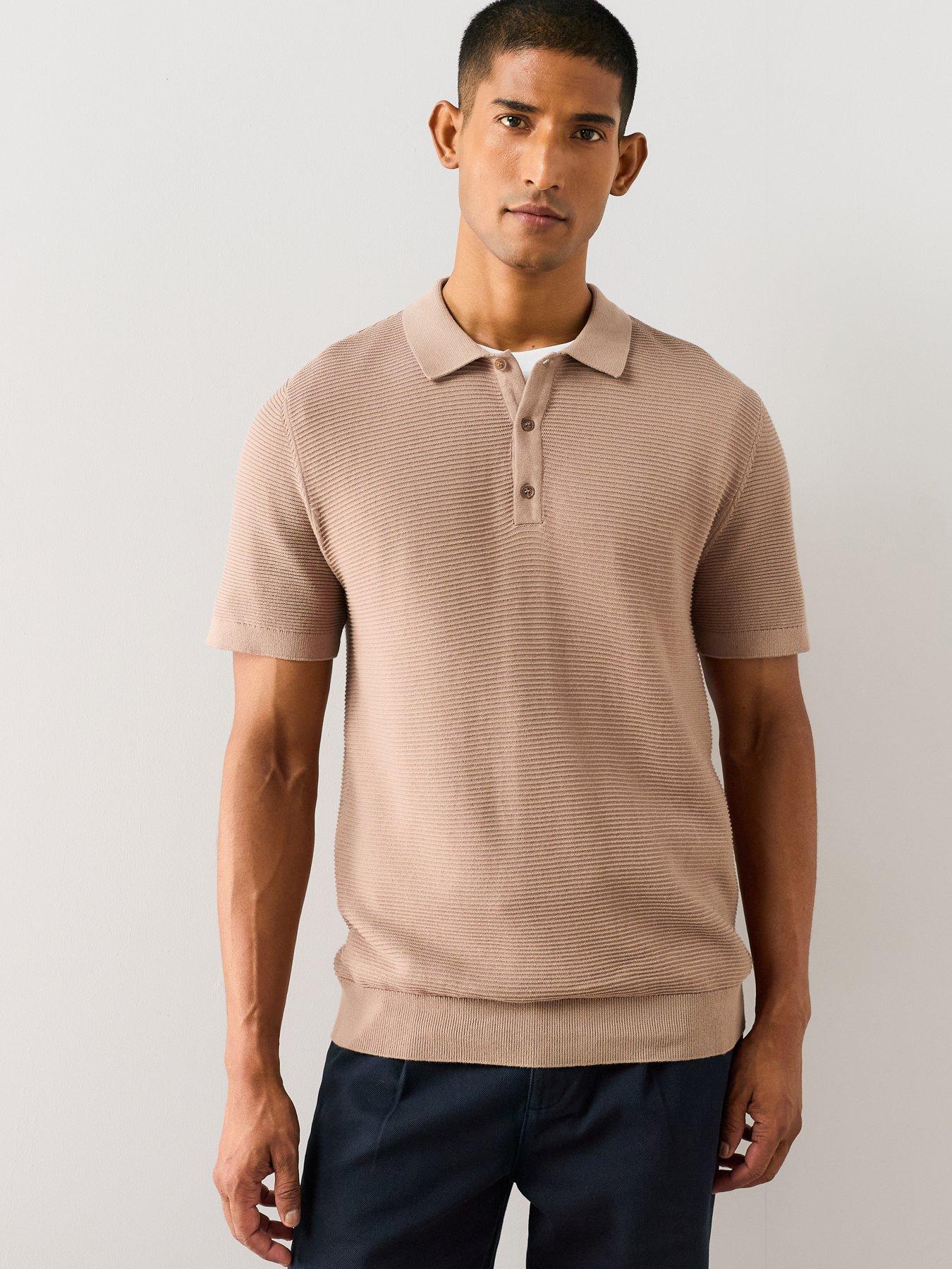 The Very Collection Pure Cotton Ottoman Knitted Polo Shirt - Beige