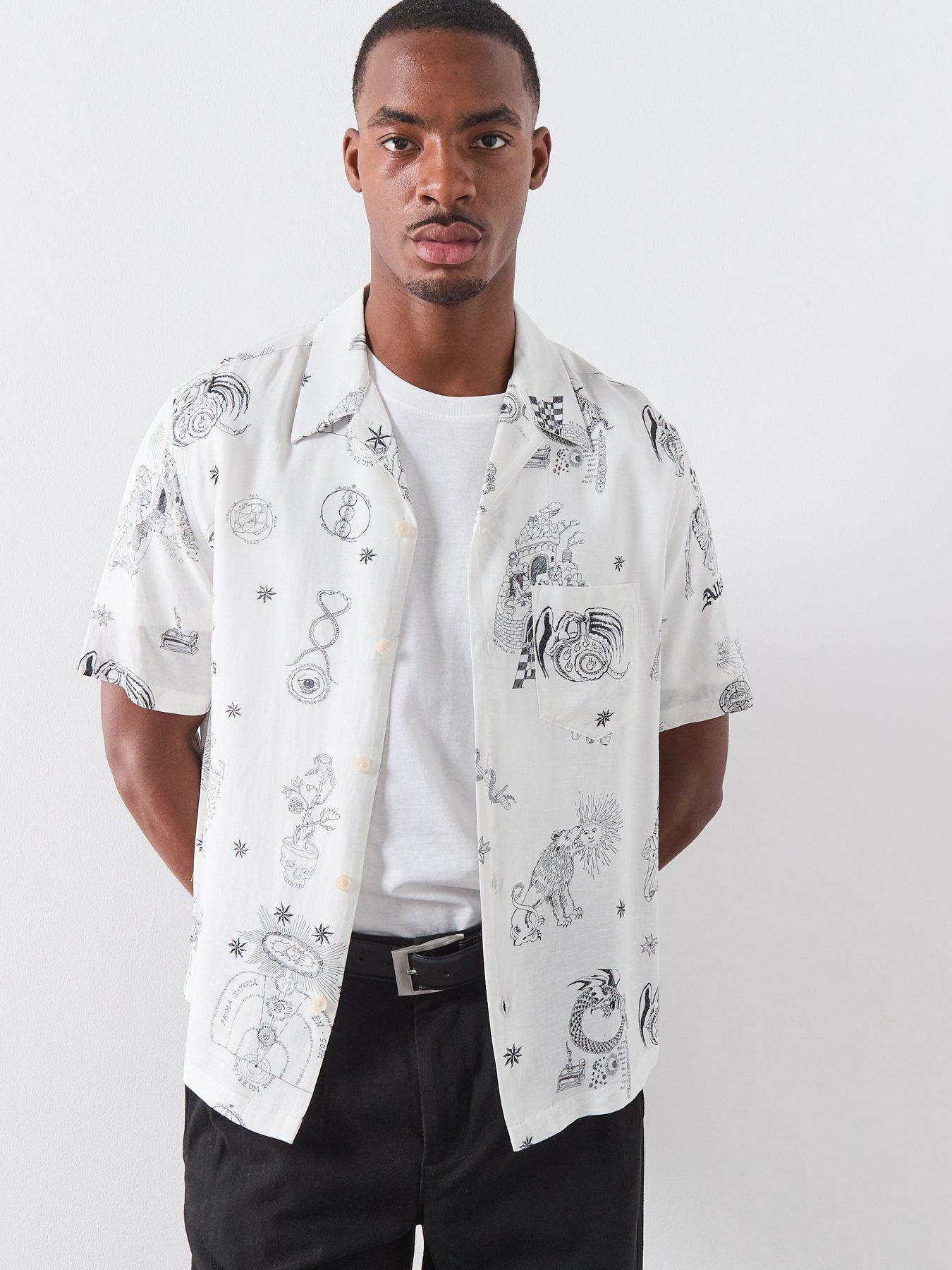 AllSaints Terra Print Short Sleeve Casual Shirt - Off White