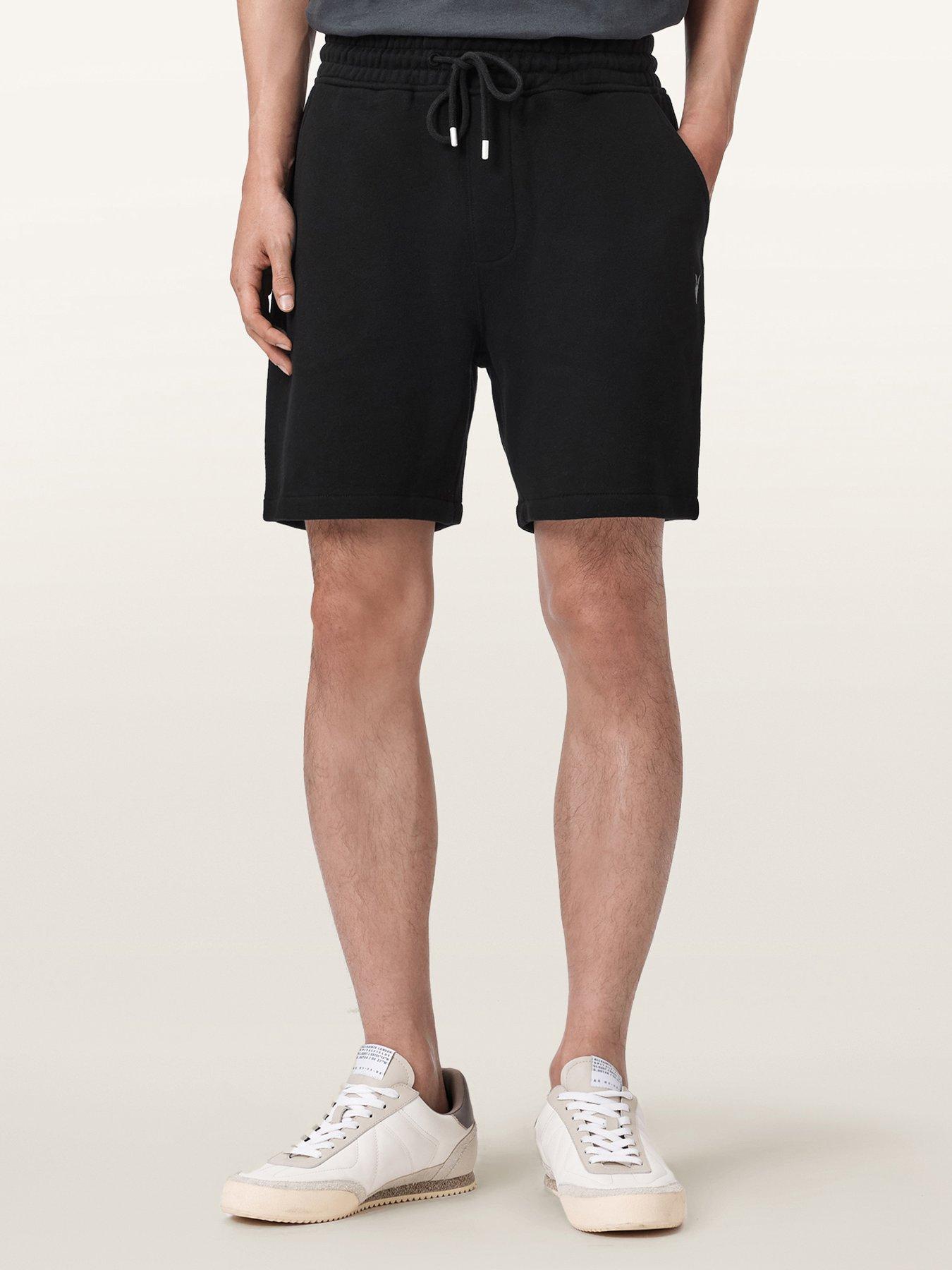 Allsaints Mens Asher Straight Fit Ramskull Sweat Shorts - Black
