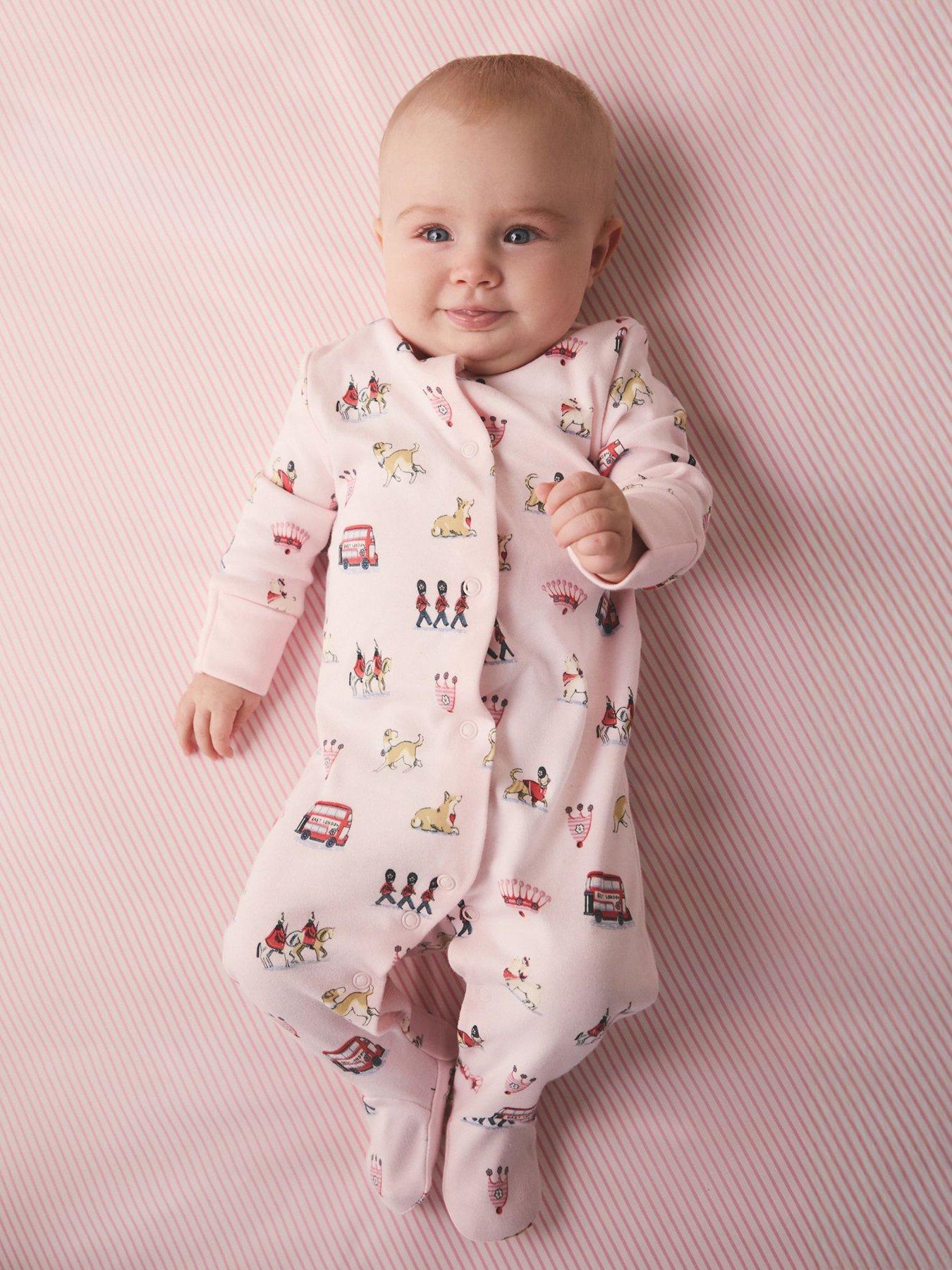 Cath Kidston Baby Girls London Print Sleepsuit - Pink