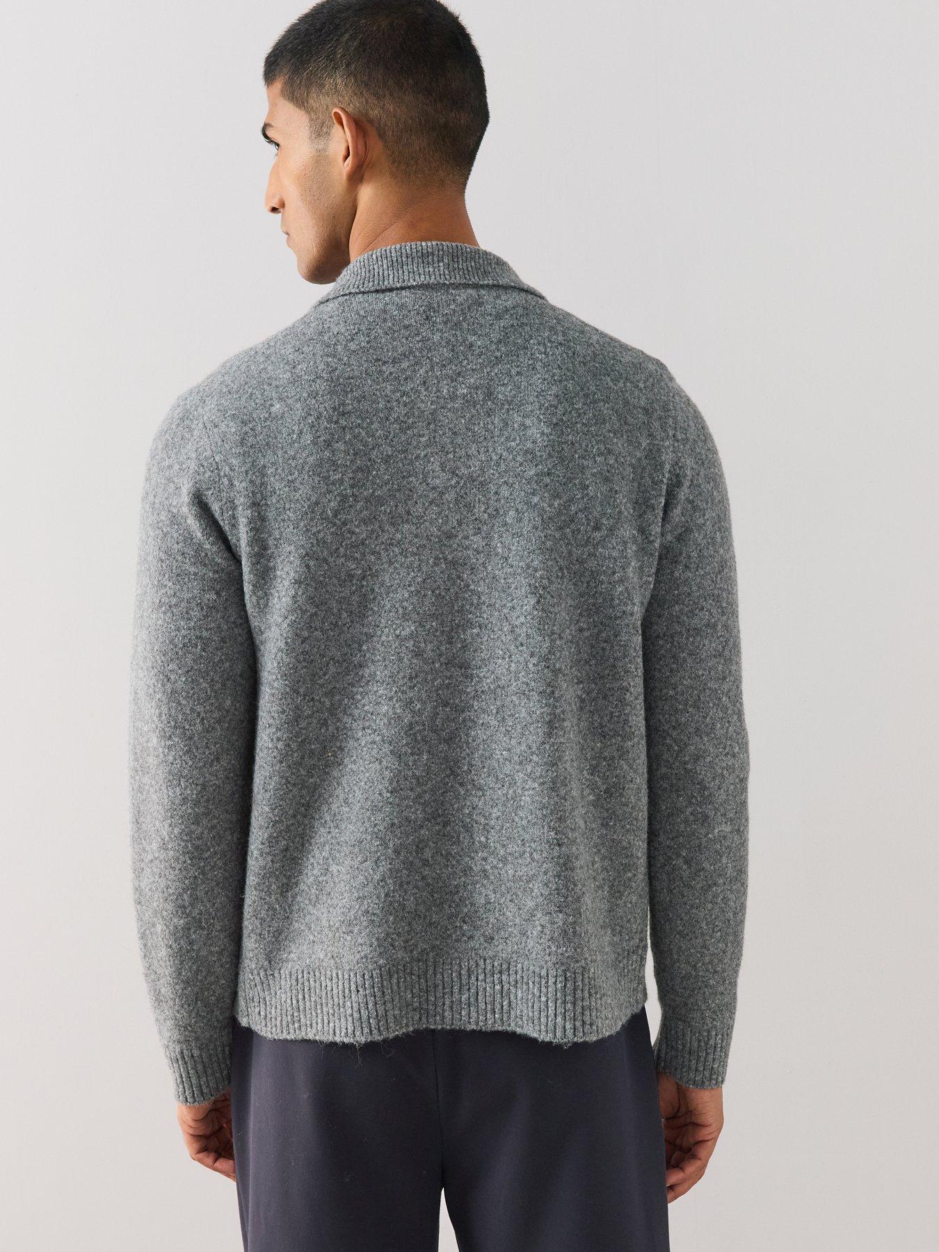 Image 2 of 6 of The Very Collection Mens Collared Zip Through Knitted Jacket - Grey