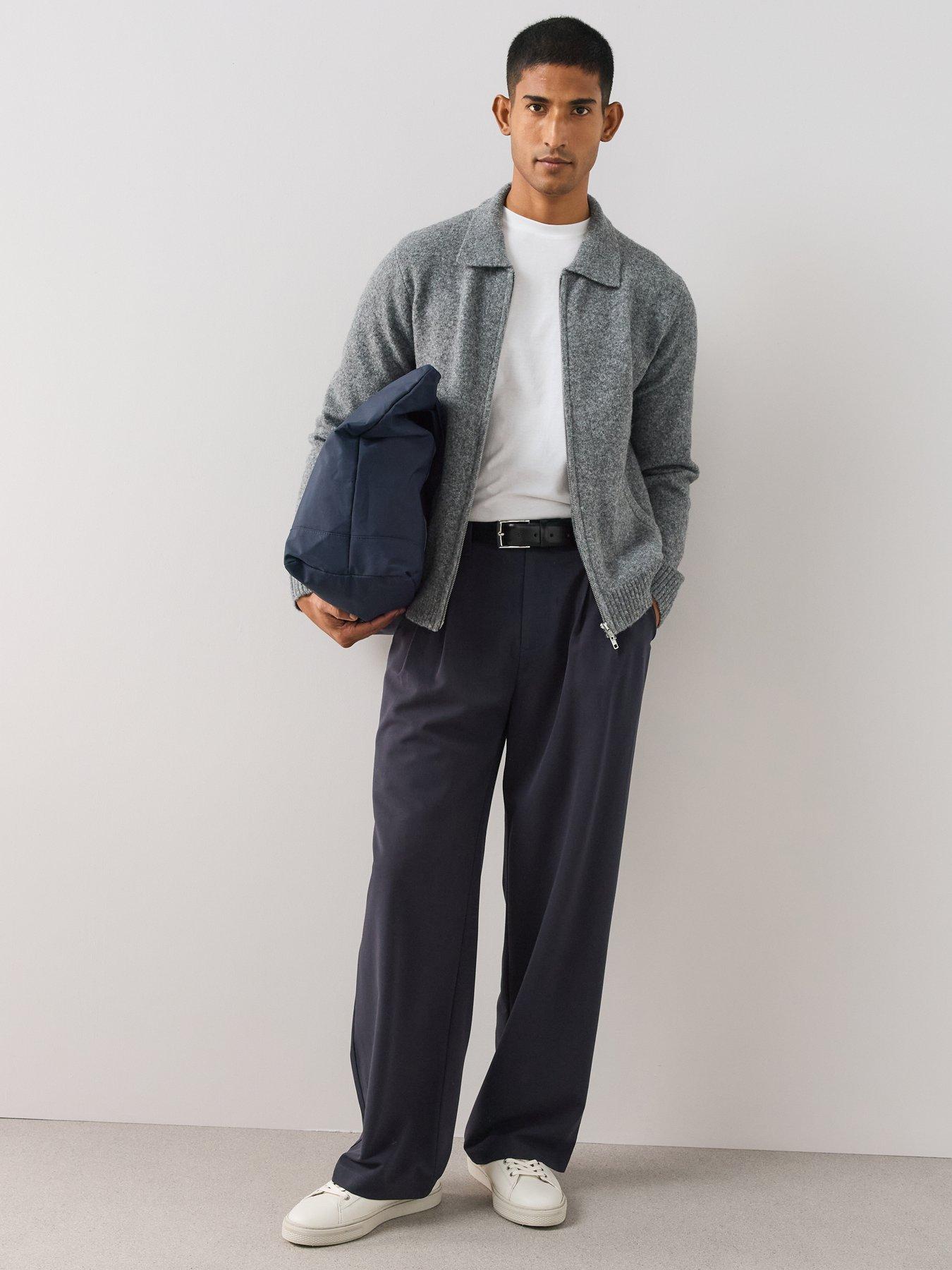 Image 3 of 6 of The Very Collection Mens Collared Zip Through Knitted Jacket - Grey