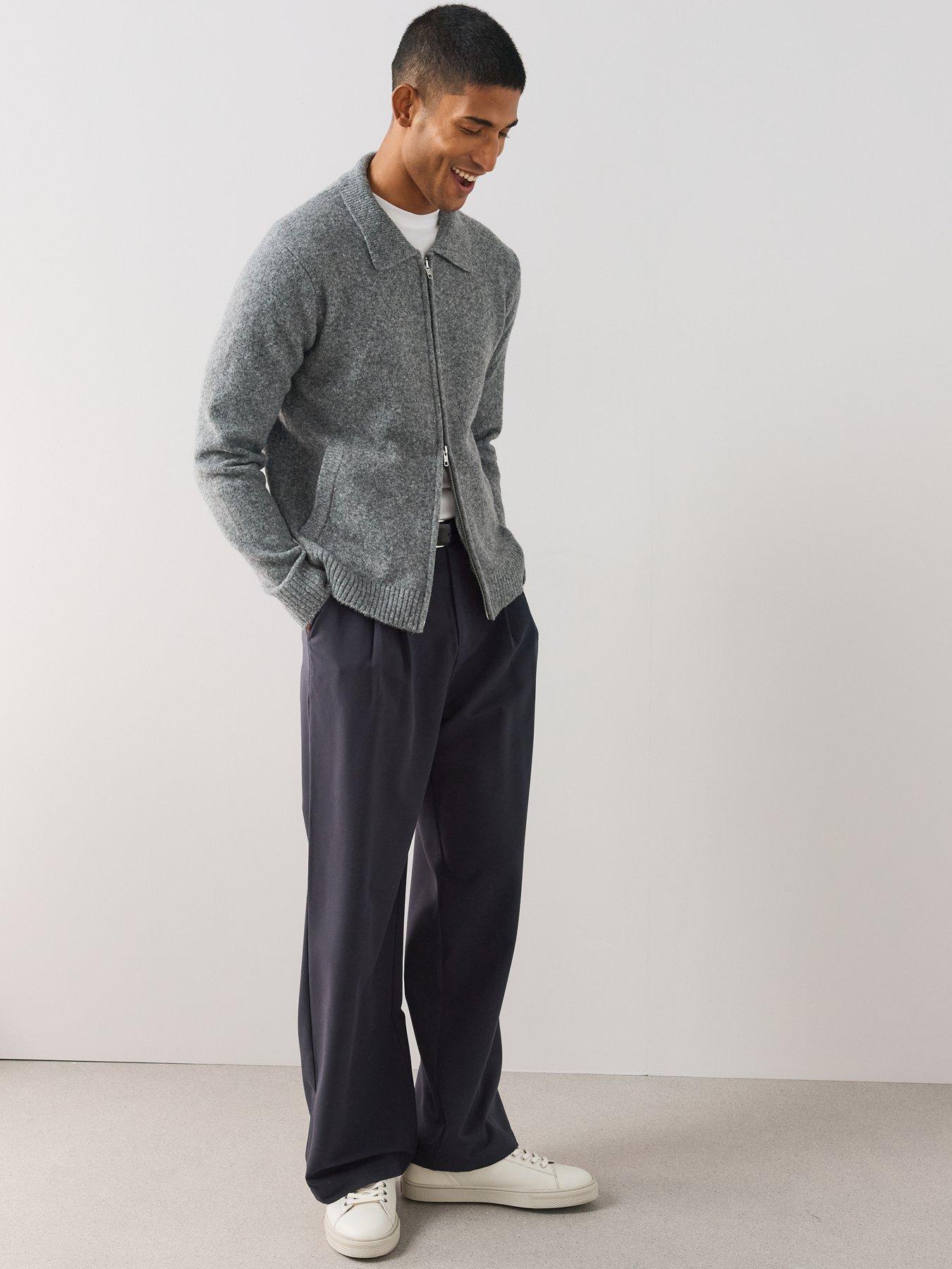 Image 6 of 6 of The Very Collection Mens Collared Zip Through Knitted Jacket - Grey