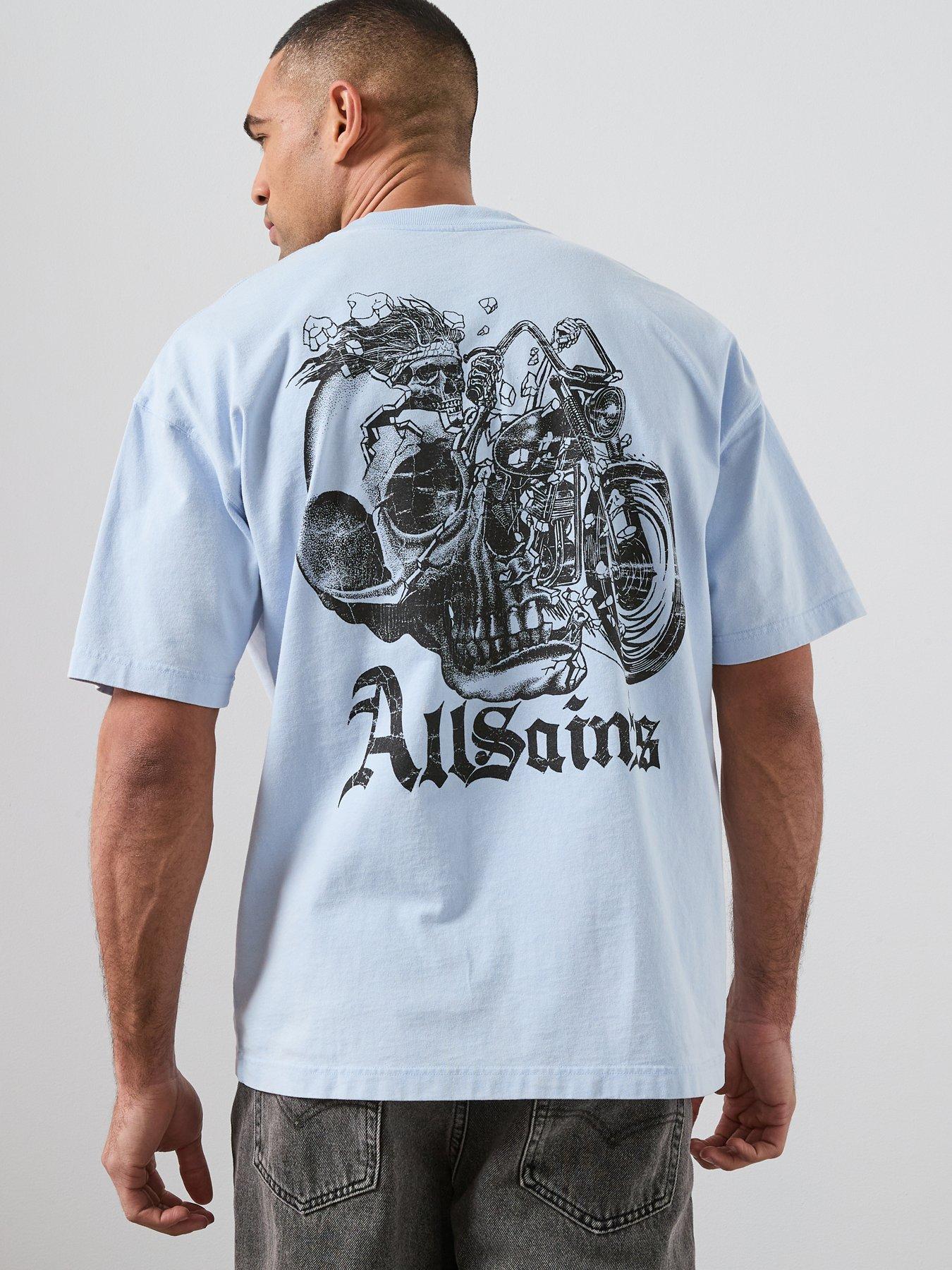 AllSaints Pandead Back Print Graphic T-Shirt - Light Blue