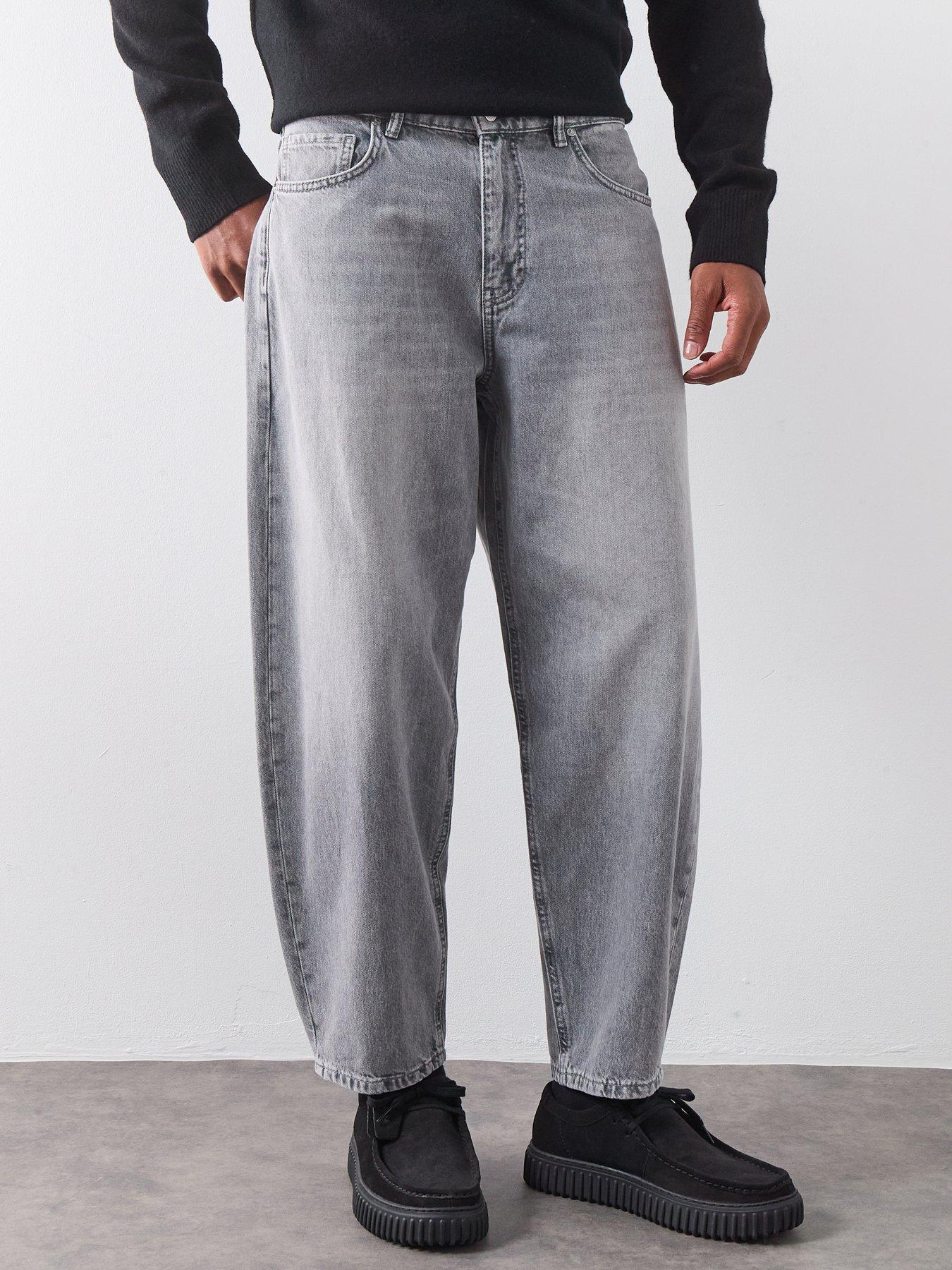 AllSaints Barrel Trash Loose Jeans, Grey, Size 34, Men