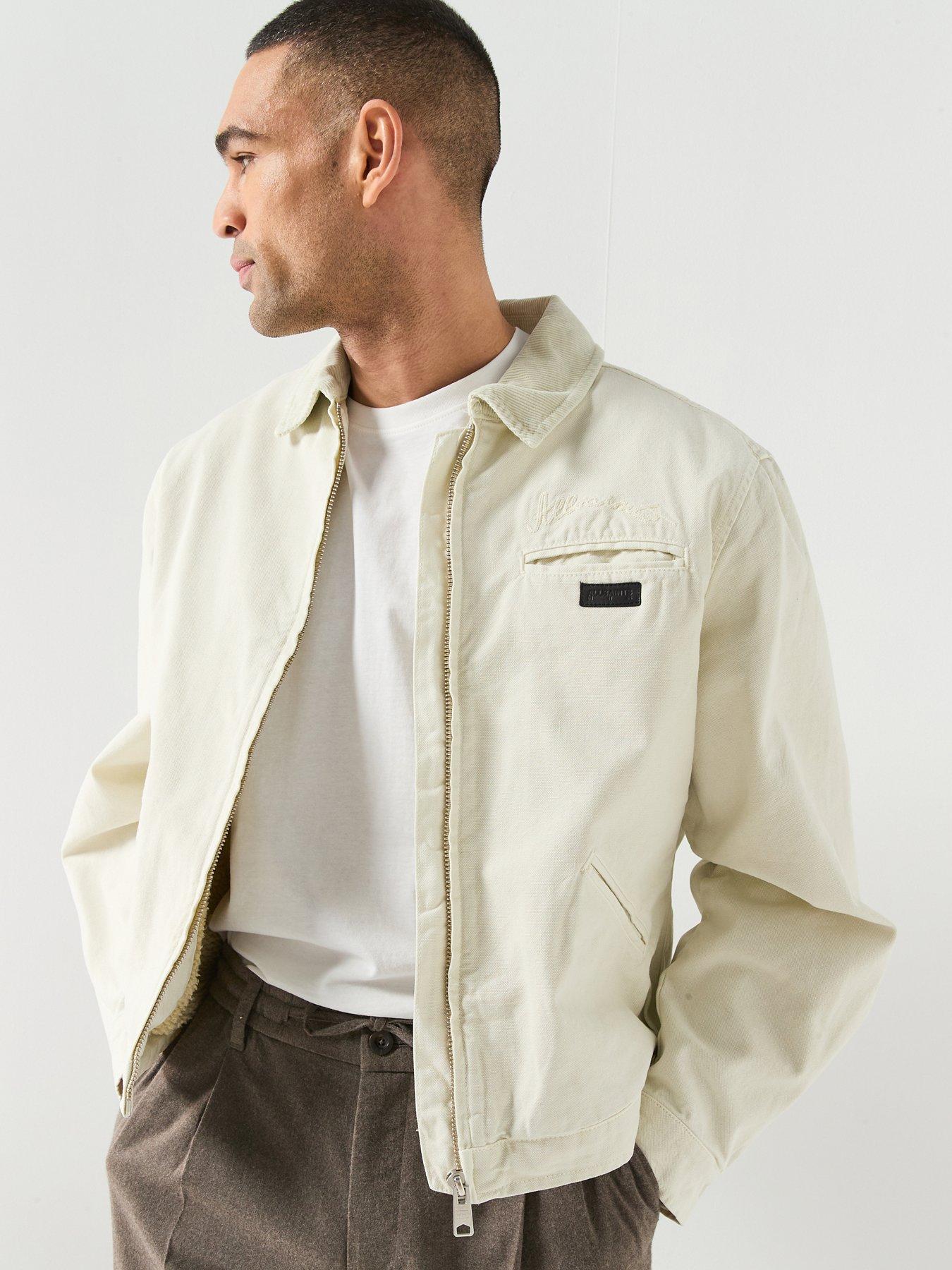 AllSaints Korey Borg Denim Jacket, Off White, Size Xl, Men