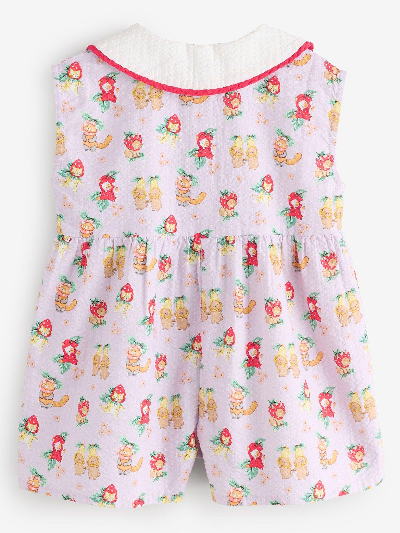 Image 2 of 5 of Cath Kidston Cat Print Playsuit - Red