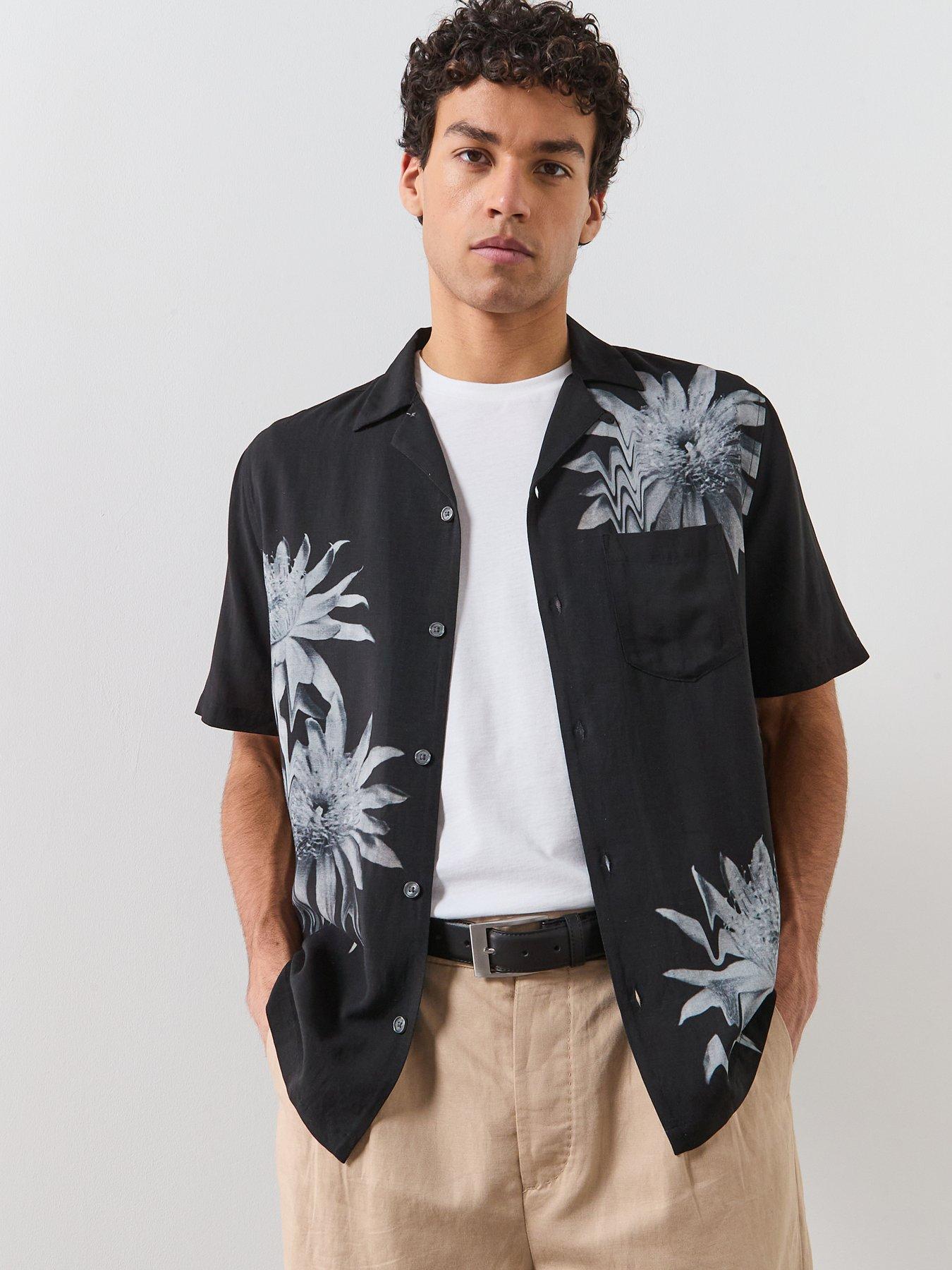 AllSaints Floraze Print Resort Shirt - Black