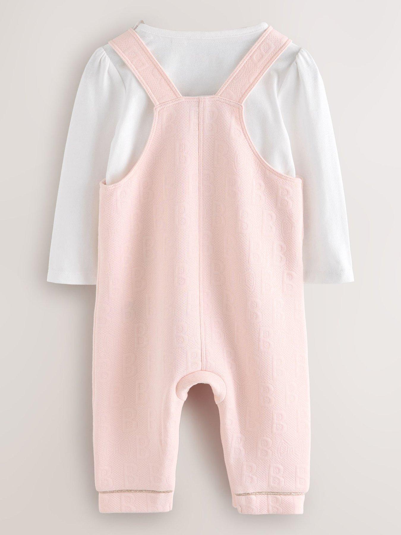 Image 3 of 7 of Ted Baker Baby Girls Logo Bow Dungarees - Pink