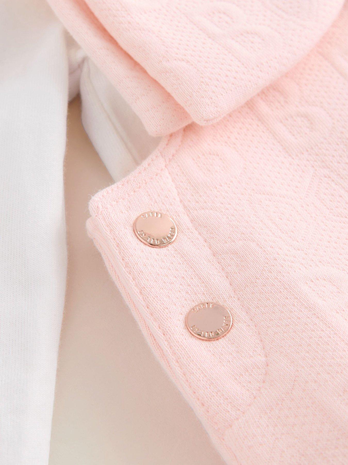 Image 5 of 7 of Ted Baker Baby Girls Logo Bow Dungarees - Pink
