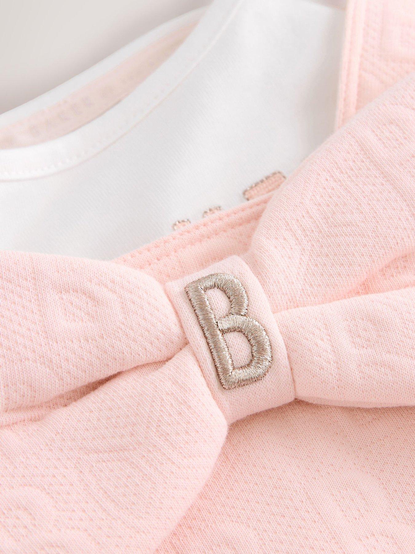 Image 7 of 7 of Ted Baker Baby Girls Logo Bow Dungarees - Pink