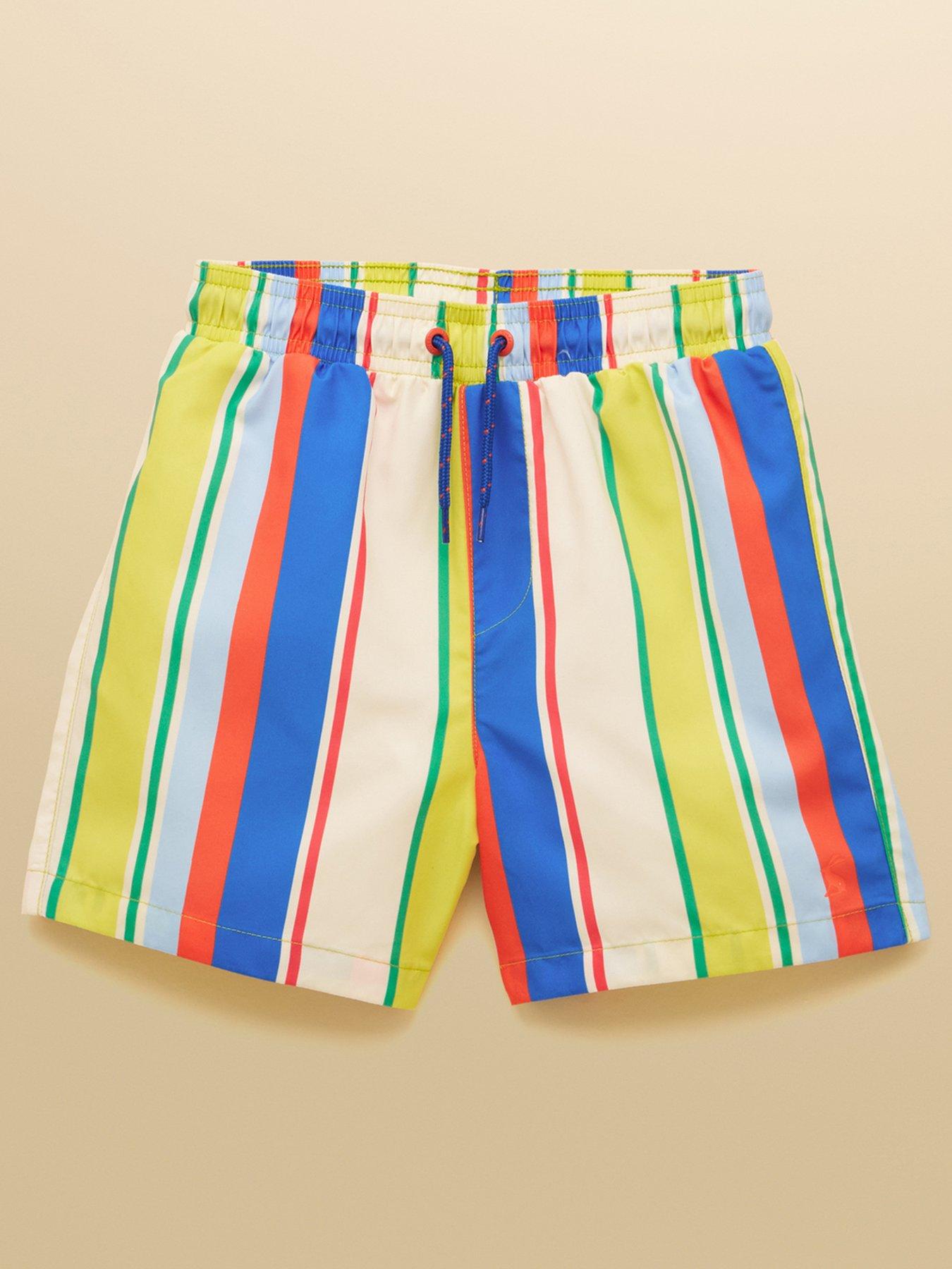 Joules Boys Ocean Stripe Swimshorts, Multi, Size Age: 4 Years