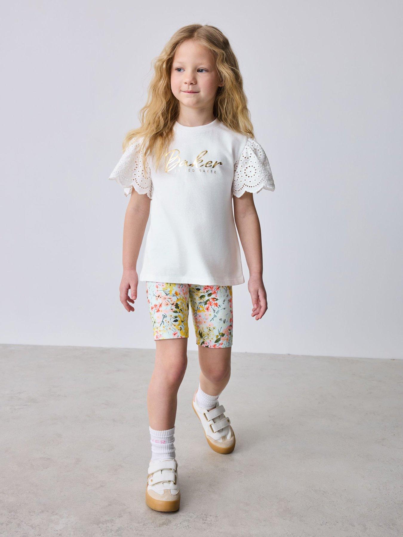 Image 1 of 7 of Ted Baker Girls Floral Frill Cycle Short Set - Multi