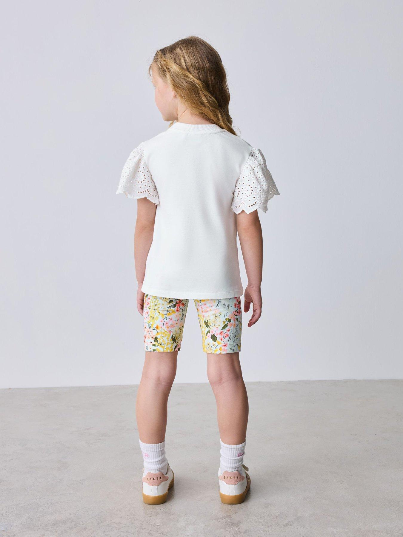 Image 2 of 7 of Ted Baker Girls Floral Frill Cycle Short Set - Multi