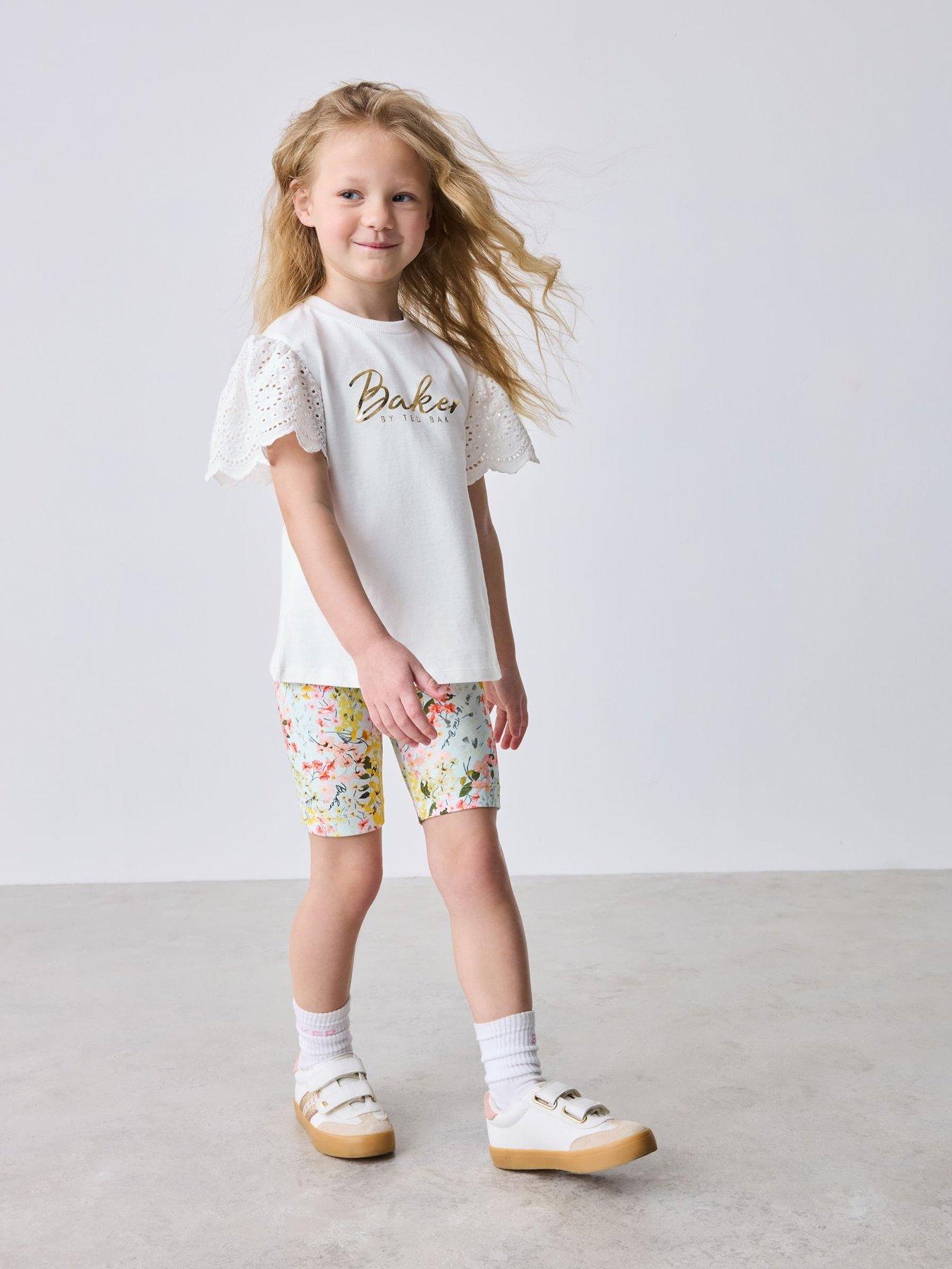 Image 3 of 7 of Ted Baker Girls Floral Frill Cycle Short Set - Multi
