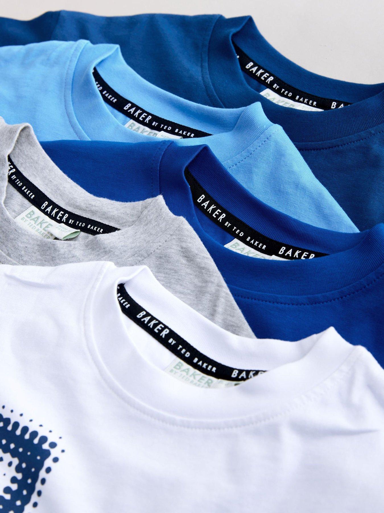 Image 3 of 5 of Ted Baker Boys 5 Pack Graphic Short Sleeved T-Shirts - Blue