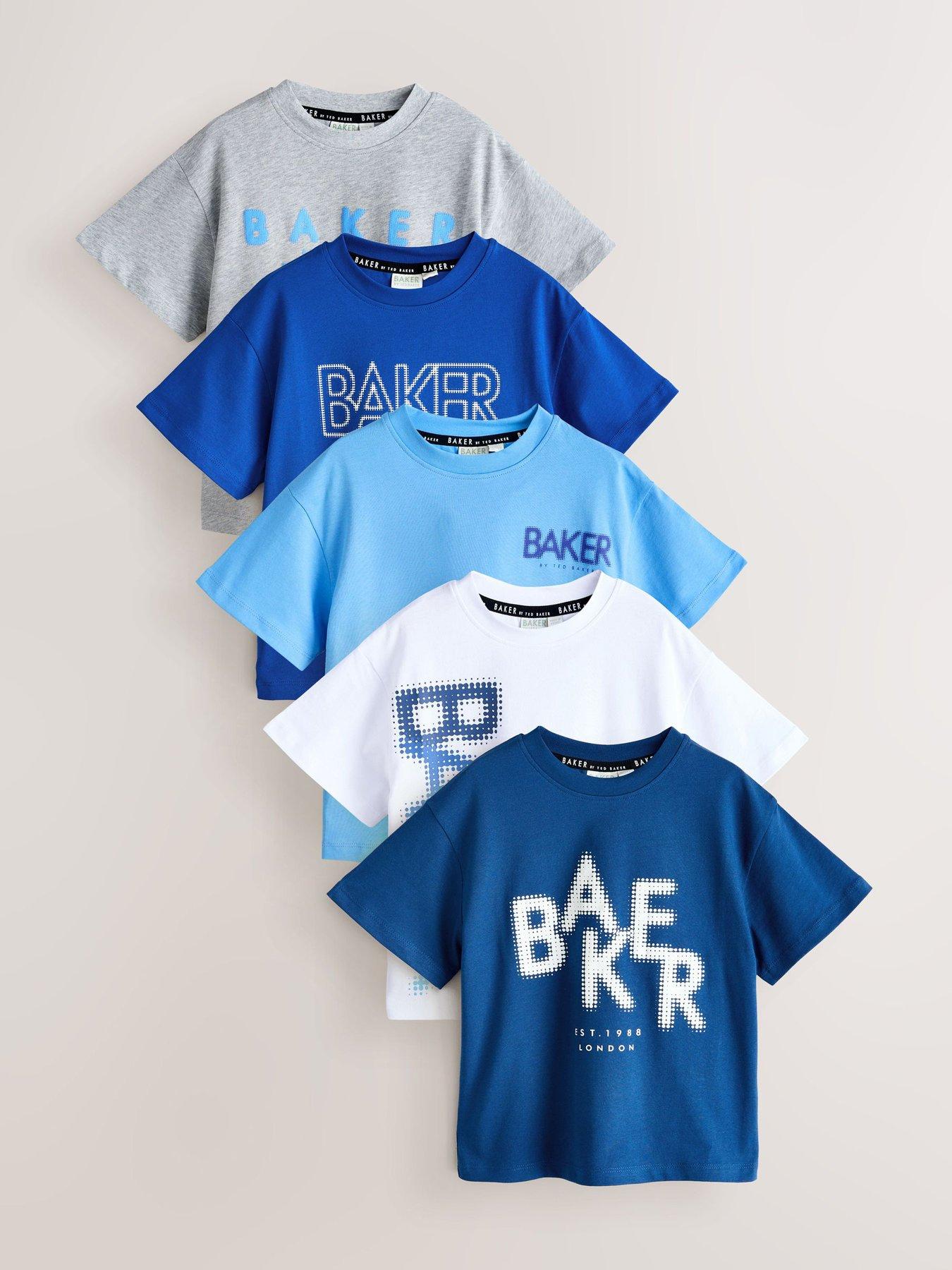 Image 5 of 5 of Ted Baker Boys 5 Pack Graphic Short Sleeved T-Shirts - Blue