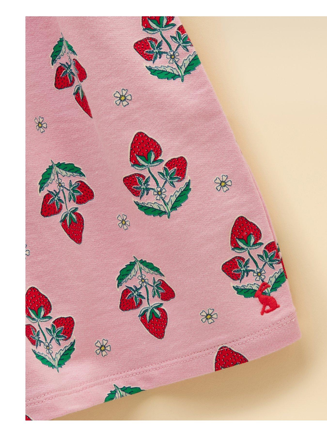 Image 3 of 5 of Joules Girls Emma Strawberry Short Sleeve Jersey Dress - Pink